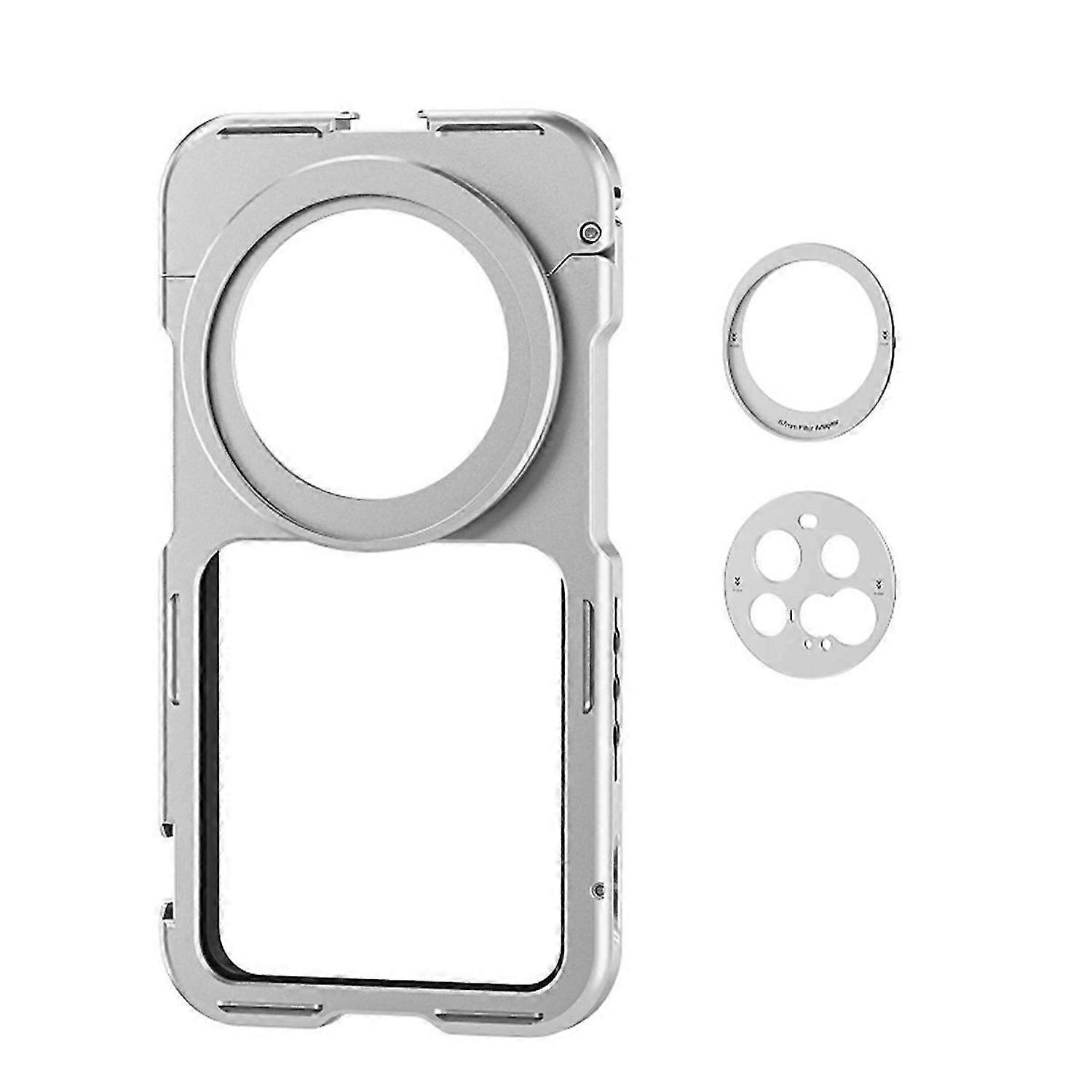 Phone Cage Kit for 15 Ultra 17mm Threaded Lens Backplate 67mm Threaded Filter Adapter Silver