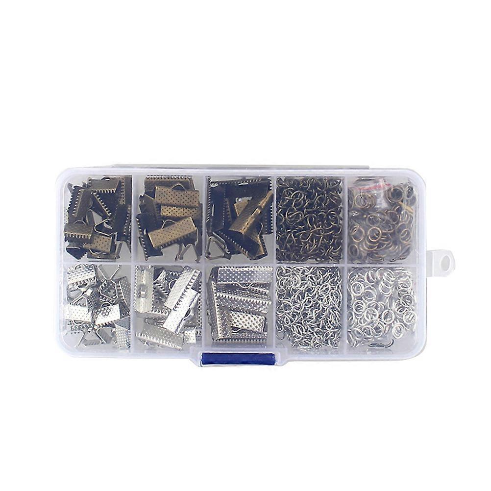 Plated Ribbon Ends Fastener Clasps for Jewelry Making 370Pcs Set