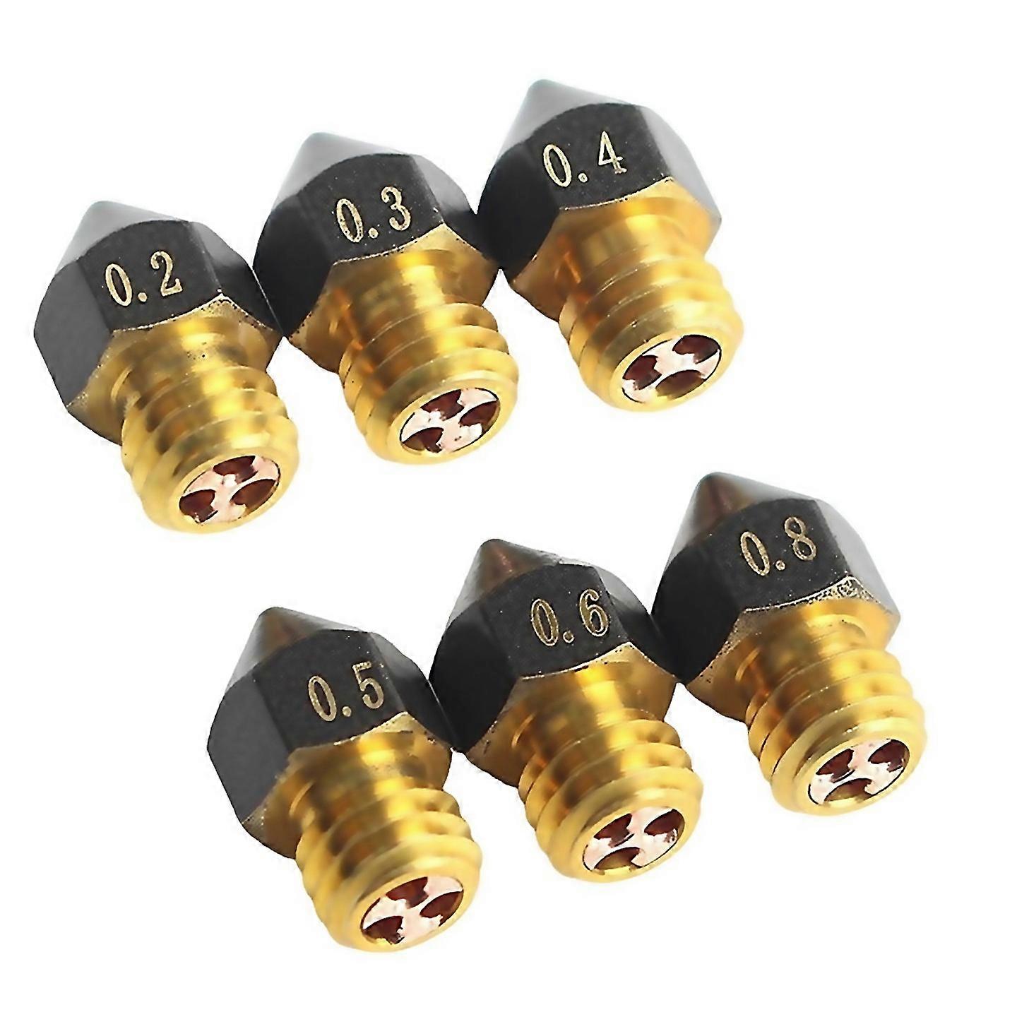 For 6pcs For Pro Mk8 Printer Ptfe Coated Brass Nozzle