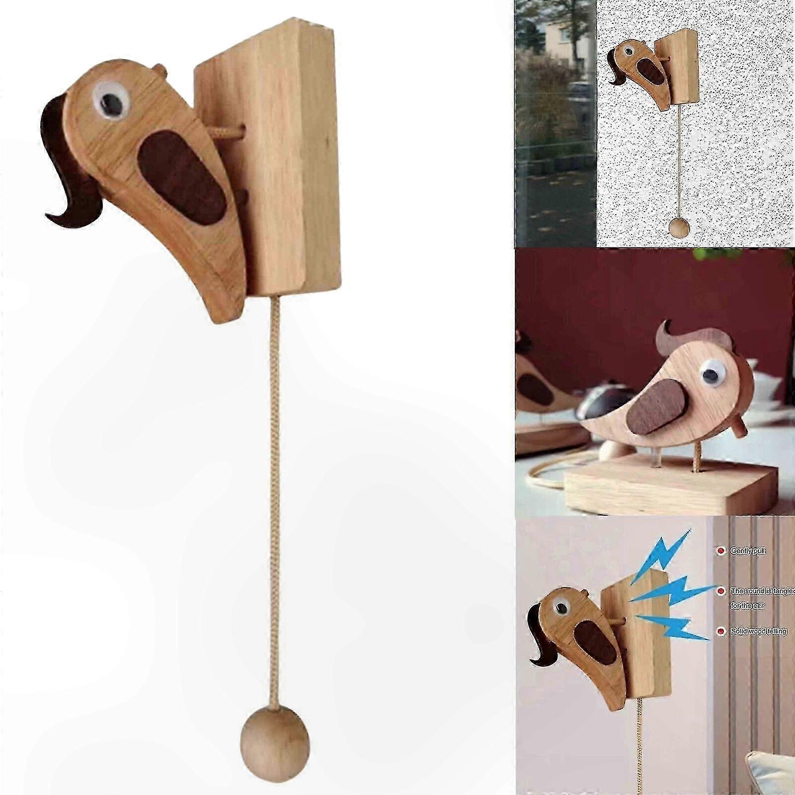 Rustic Wooden Door Knocker with Woodpecker Motif for Home Decoration Accessory