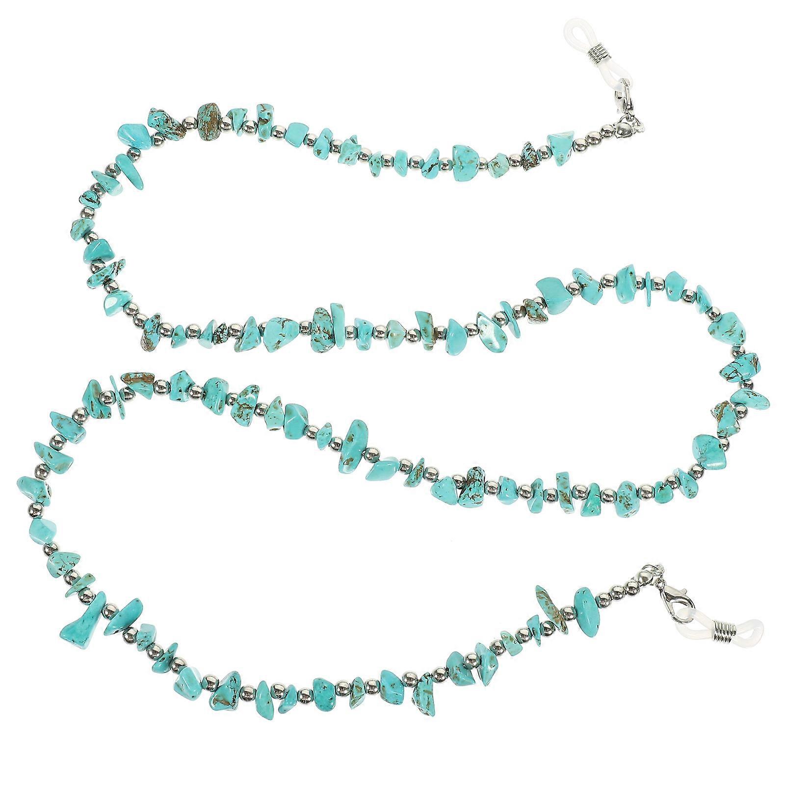 Eyeglasses Strap Turquoise Alloy Chain for Daily Use with 4Pcs Anti-Lost Lanyard