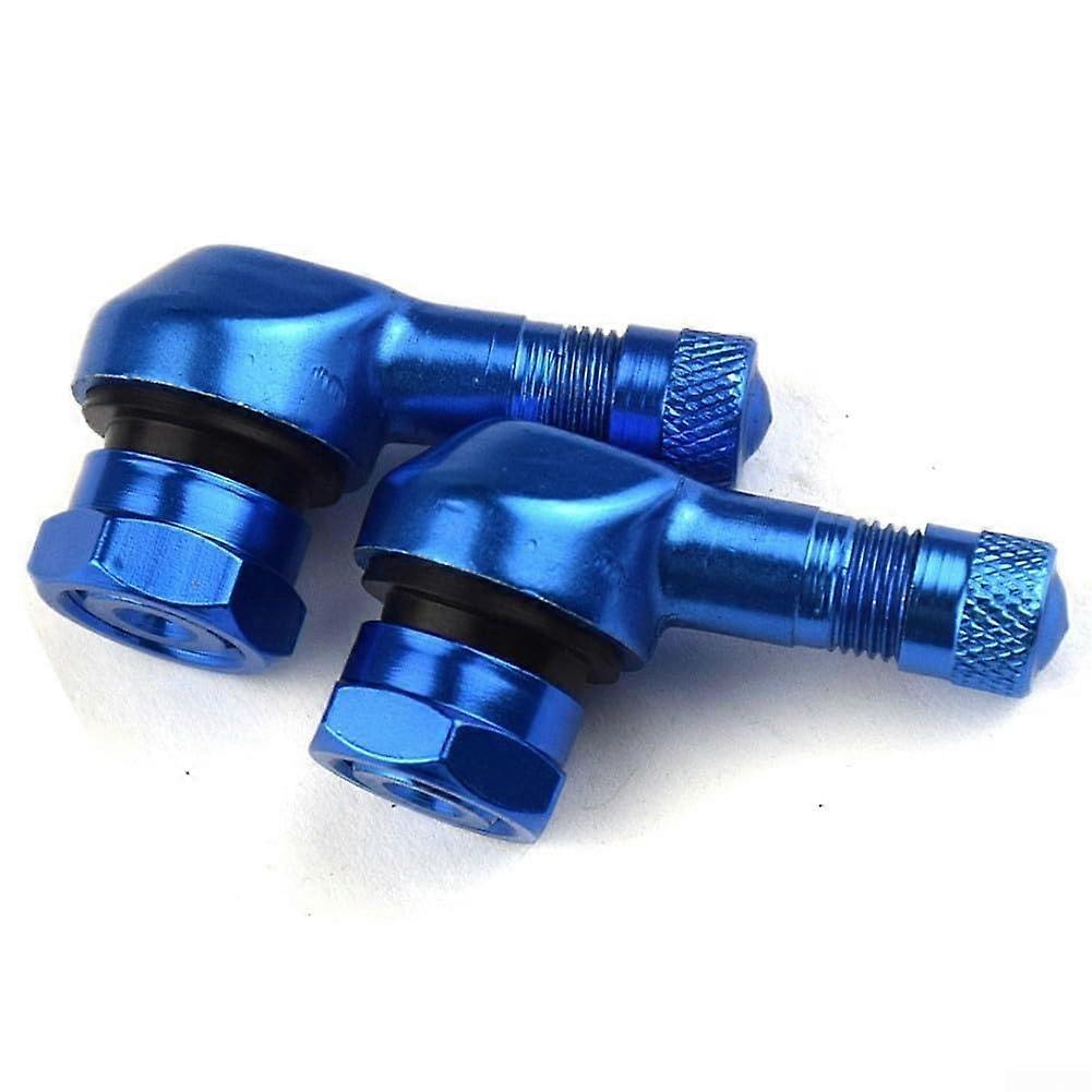 Motorcycle Tire Valves Set Of Two CNC Designed For Easy Tire Pressure Check Blue