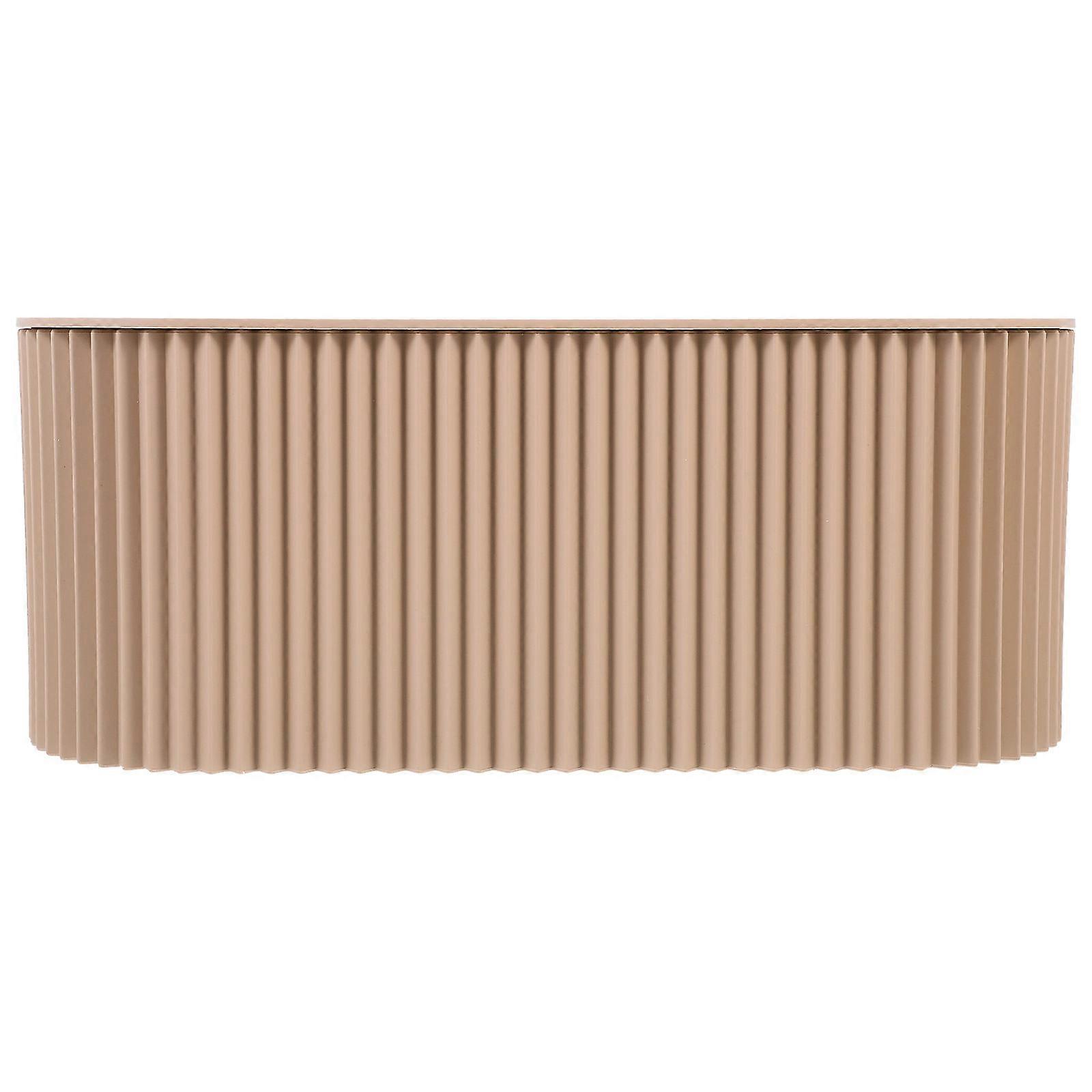 Cord Management Box Desktop Cable Organizer Rectangular Light Brown Durable Material Home Office Use 1Pcs
