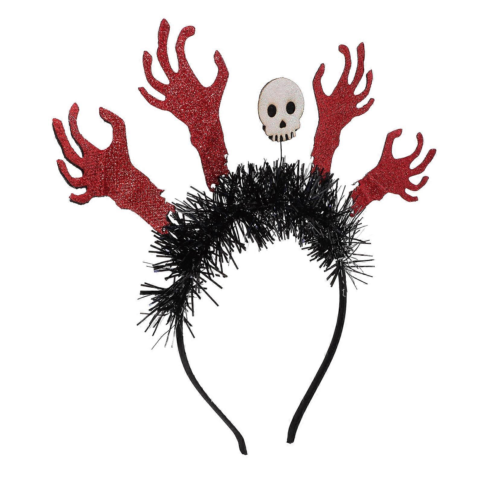 4Pcs Halloween Headbands for Decoration Red Skeleton Hand Felt Material