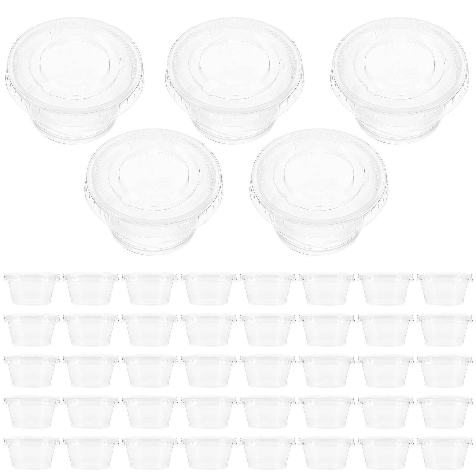 Sauce Cup with Lid Round Container for Condiments and Dressings Pp Transparent Material Leak-Proof Function 100Pcs