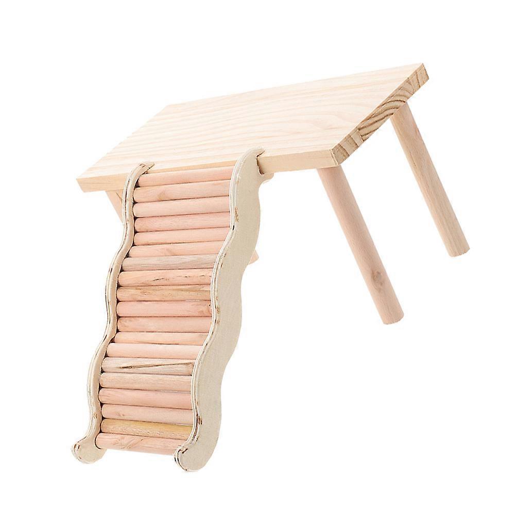 Multifunctional Design Wooden Hamster Ladder For Cage Enhancement Playtime Resting 1 Set
