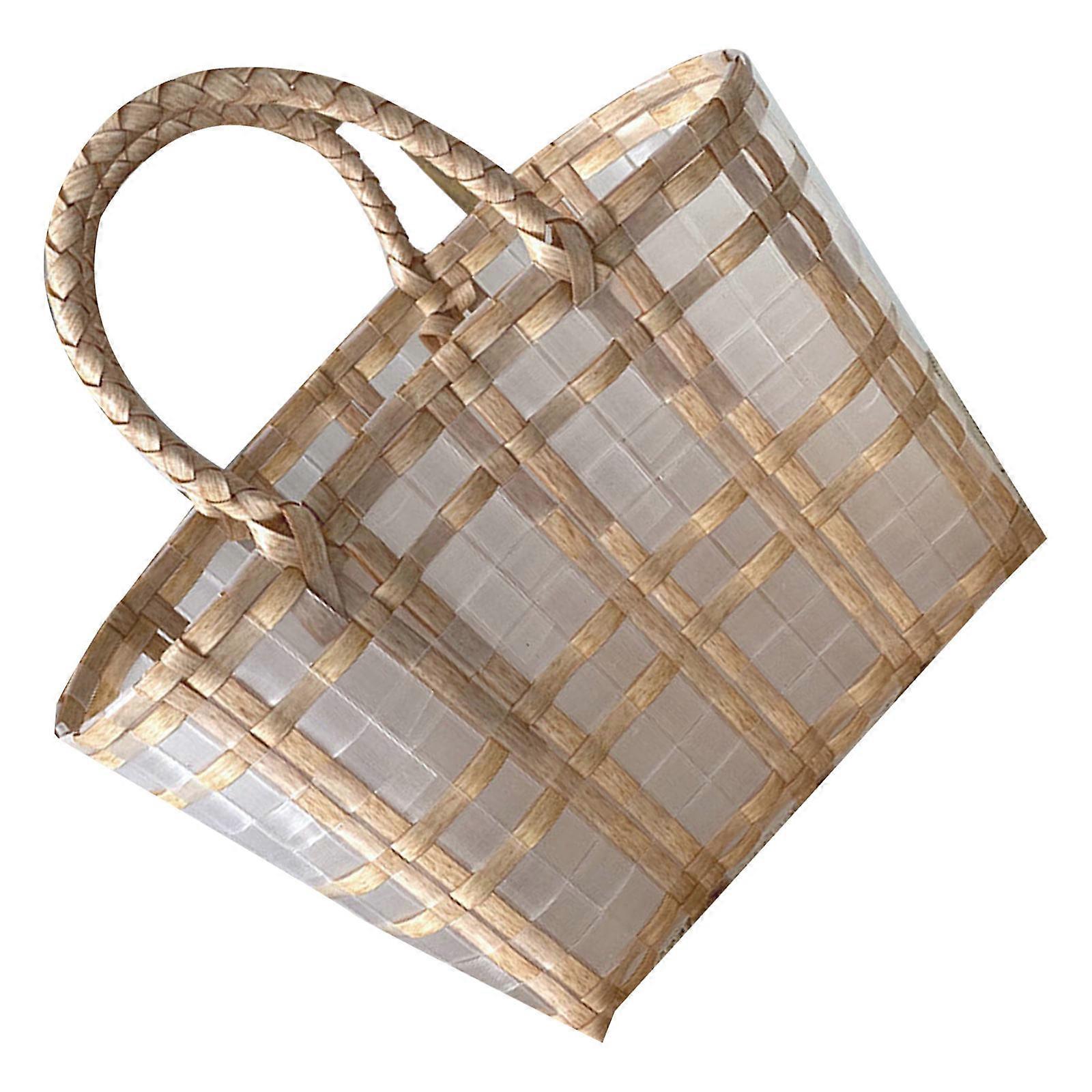 Vegetable Basket Plastic Shopping Basket for Storage Use 3Pcs Coffee Style