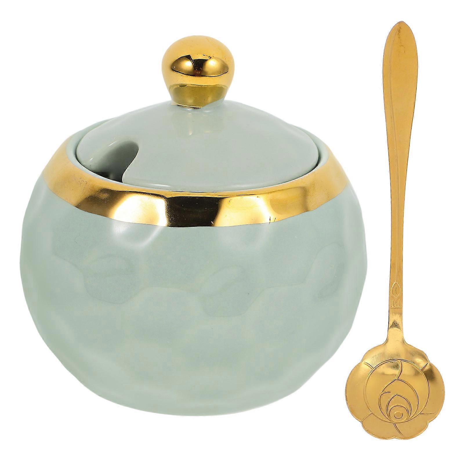 Sugar Storage Jar for Storage Use 3Sets Ceramic Container with Lid