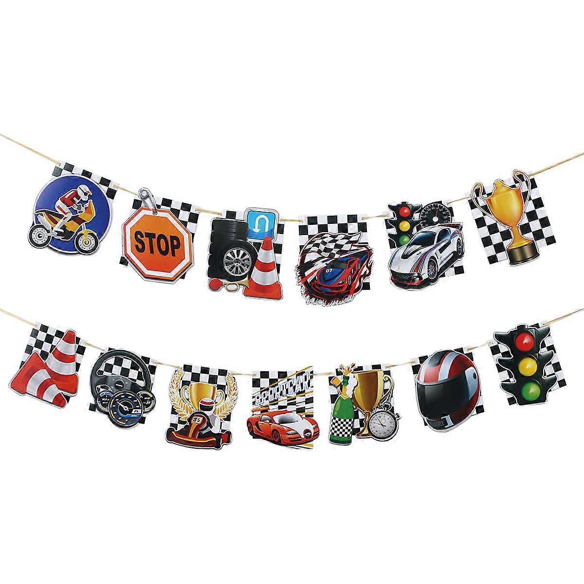 Checkered Racing Bunting Banner Set for Celebration Decoration 3Pcs