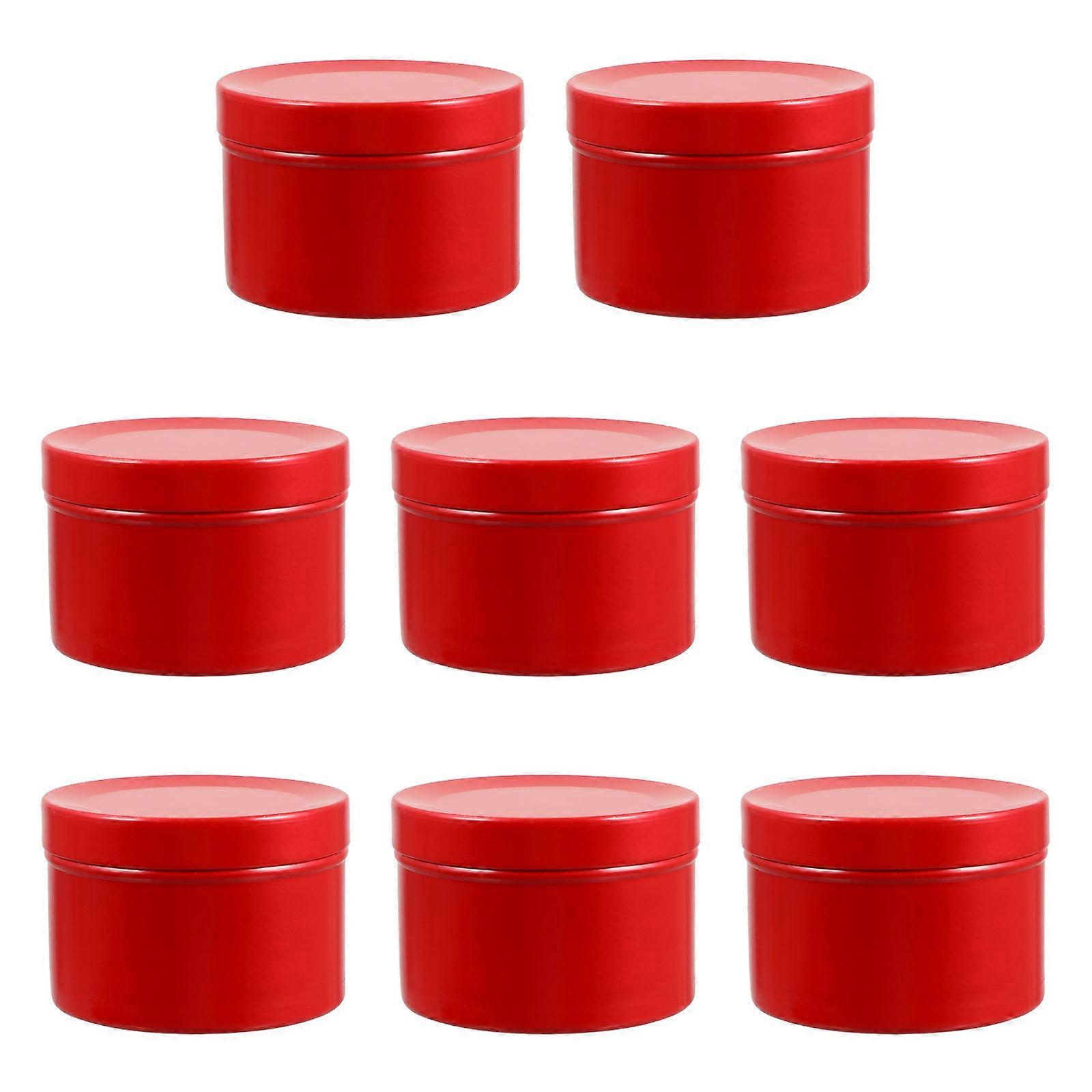 Round Aluminum Storage Boxes Red Containers for Storage 16Pcs