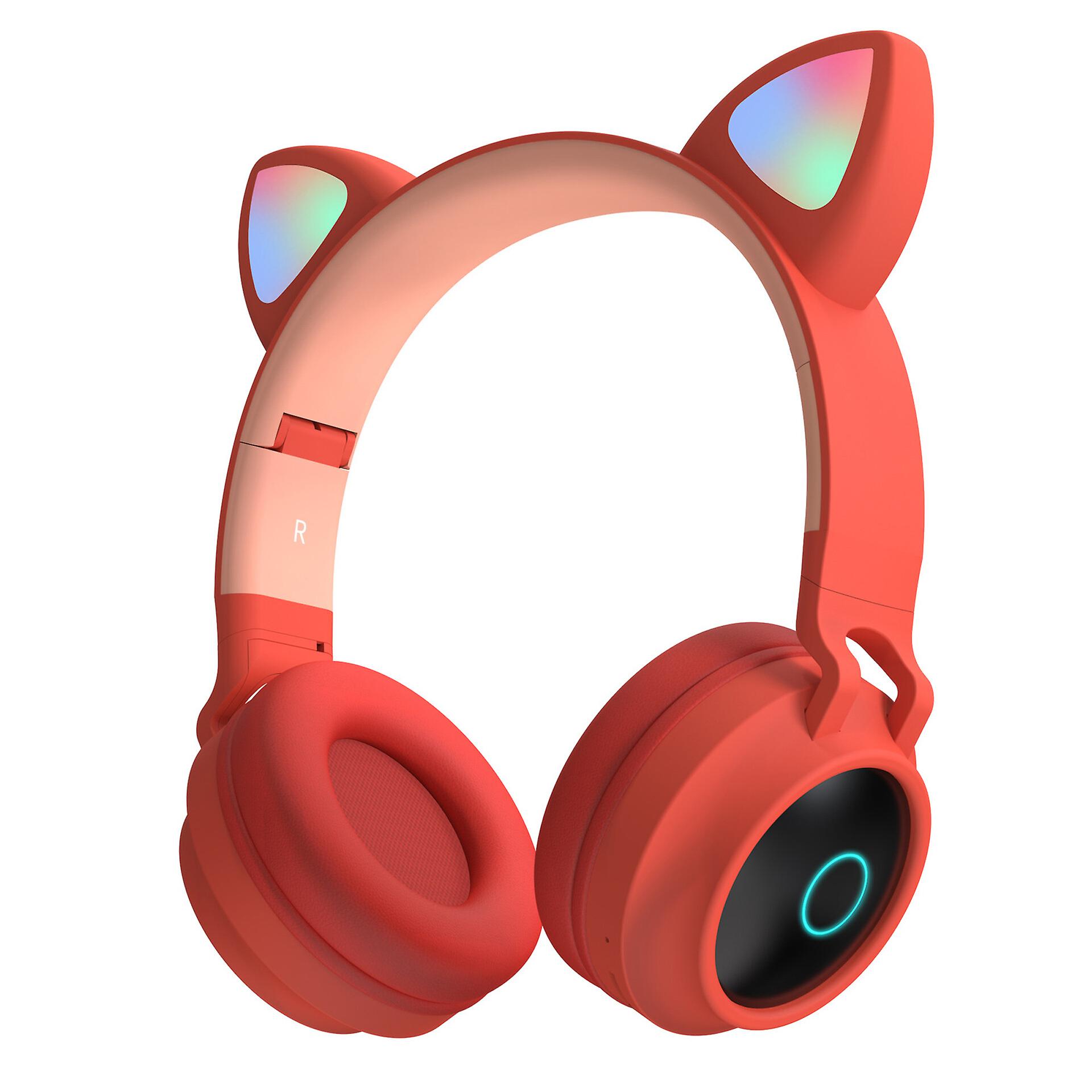 Three-color Rgb Cat Ear Headphone Wireless Bluetooth 5.0 Foldable Gaming Headset Built-in Mic Type-c Charging Audio Cable