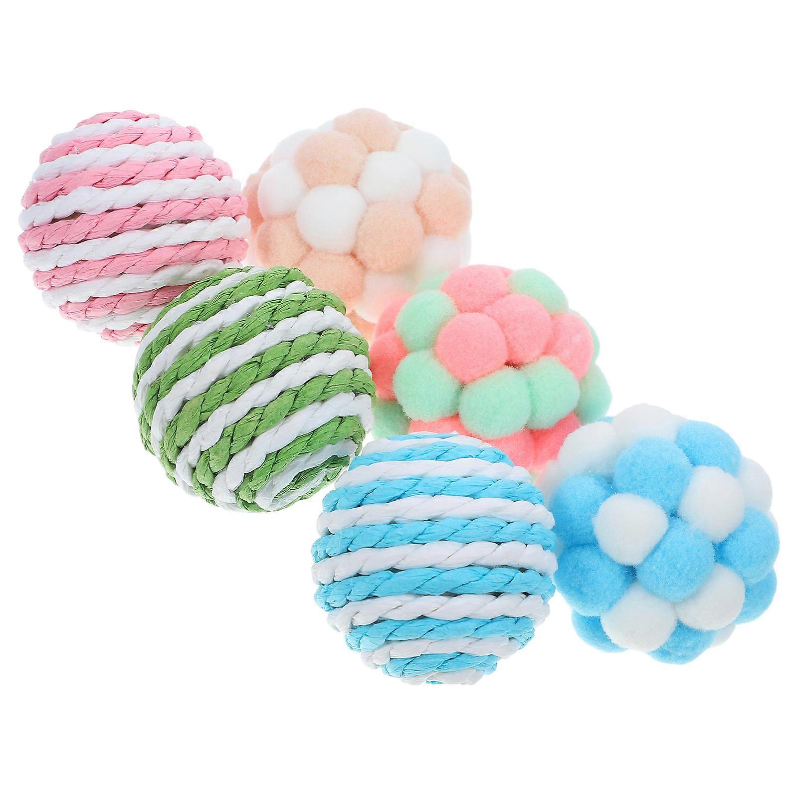 Plush Cat Balls and Sisal for Play and Exercise 18Pcs Kit