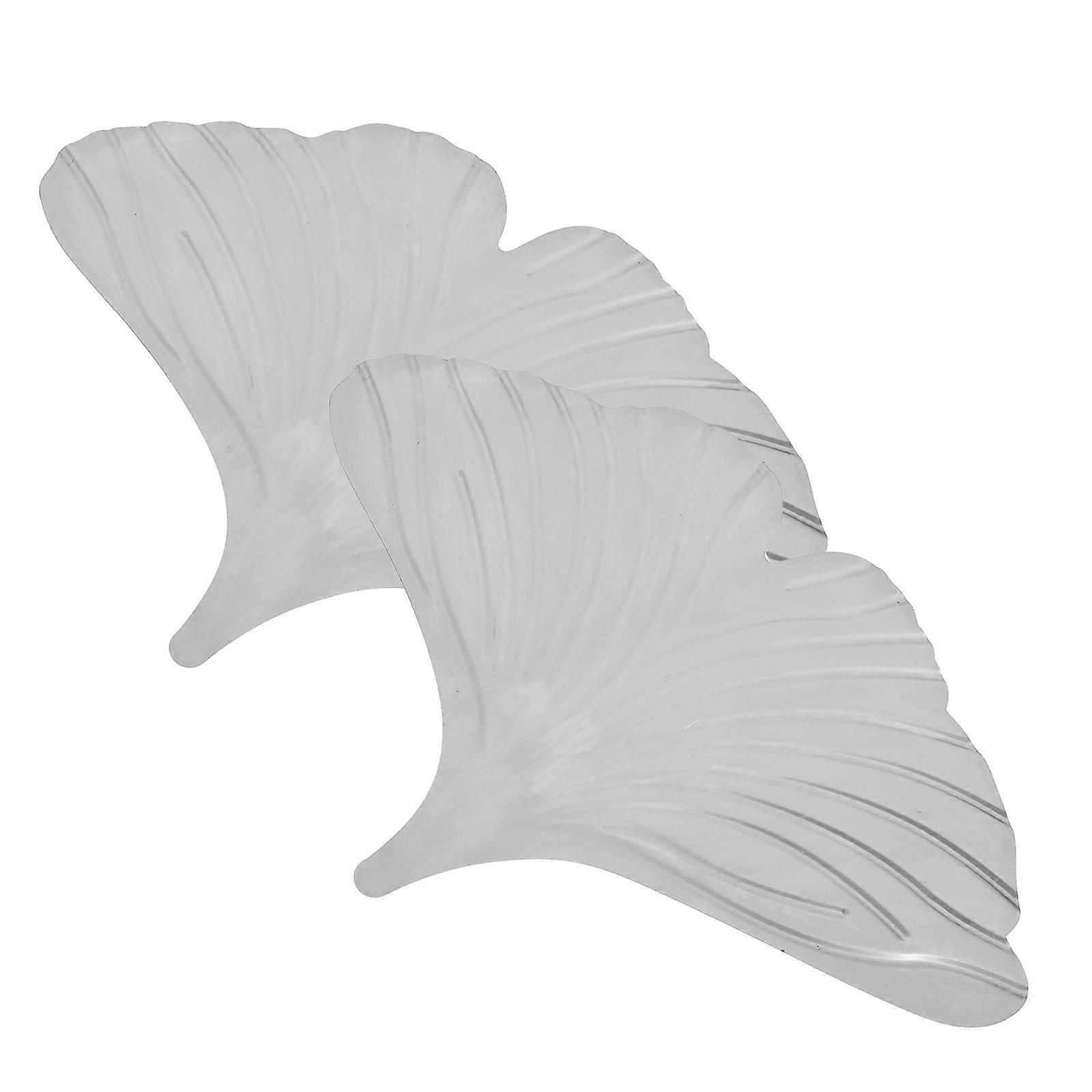 Silver Metal Ginkgo Leaf Table Decor for Office 4Pcs Retro Style