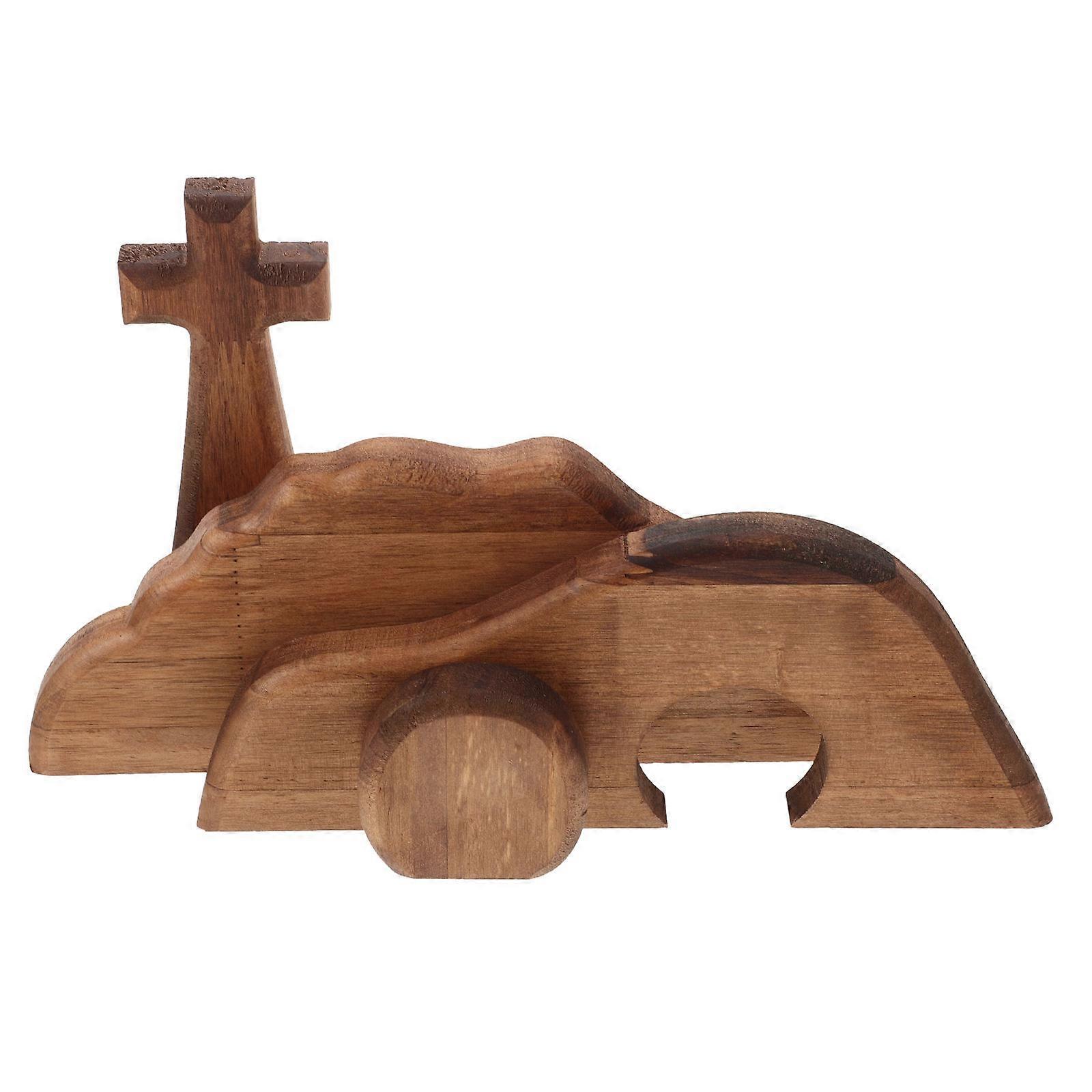 Easter Decorations Religious Wooden Cross and Scene for Home 1Set