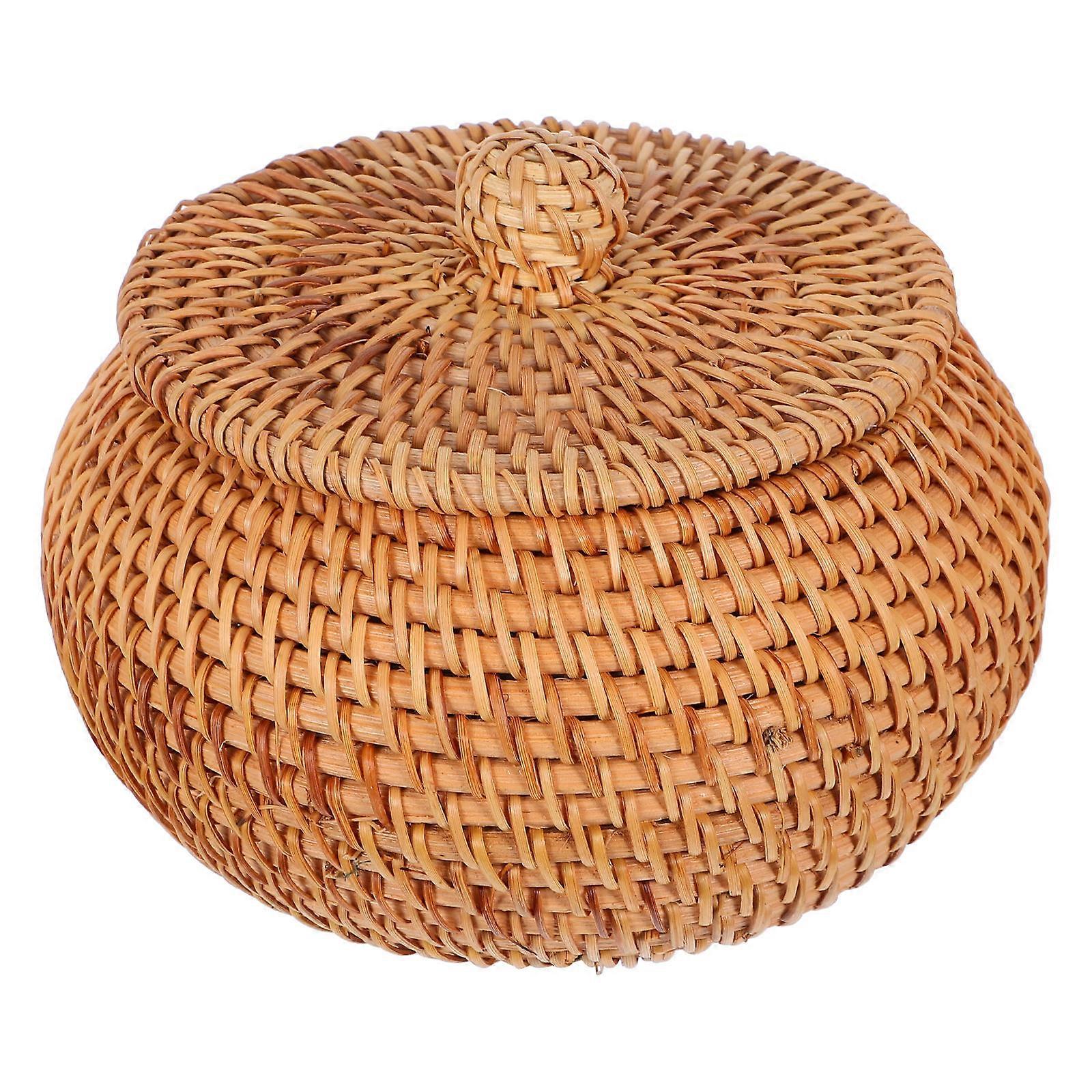 Decorative Storage Baskets with Lids Round Rattan Basket for Storage Use 5Pcs