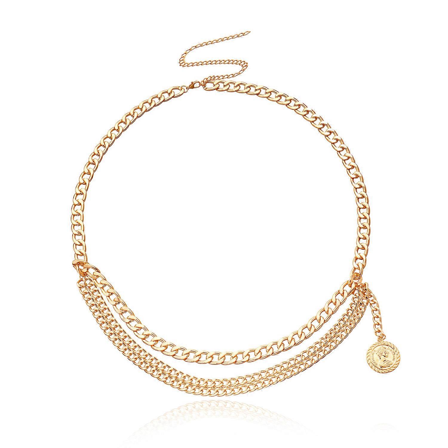 Body Chain, Women's Vintage Sexy Alloy Beauty Head Pendant Thick Chain Waist Accessory