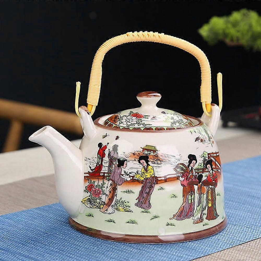 Porcelain Teapot with Strainer Net 900ml Capacity Traditional Retro Ceramic Tea Set