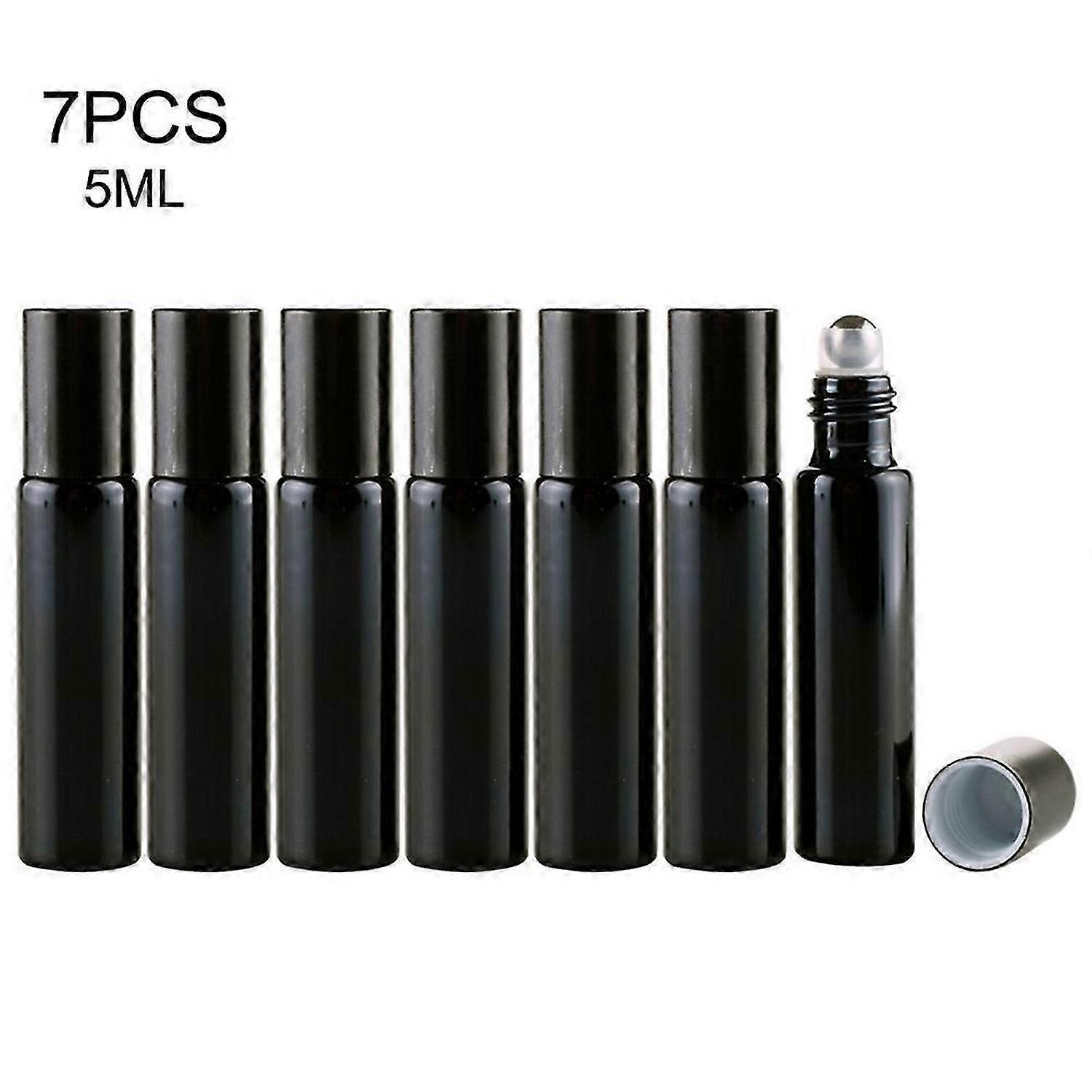 7pcs Refillable Perfume Bottle Glass Essential Oil Roller Bottles Portable Lightweight Empty Roll On Bottle For Travel 5ml