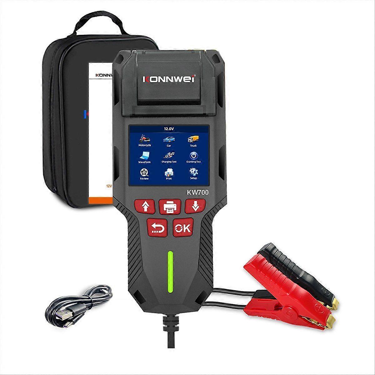 KW700 12V 24V Battery Tester 10-2000CCA with Printer Cranking Charging Test Tools Battery Test Diagnostic Tool