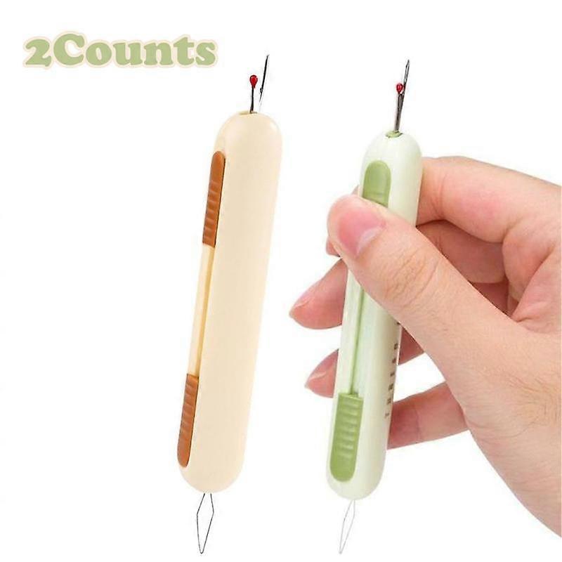 Kit de couture 2 en 1 (2 unités) avec aiguilles, enfile-aiguille, découseur, dissolvant de couture intégré et outil d'enfilage d'aiguille, découseurs de couture multifonctionnels pour