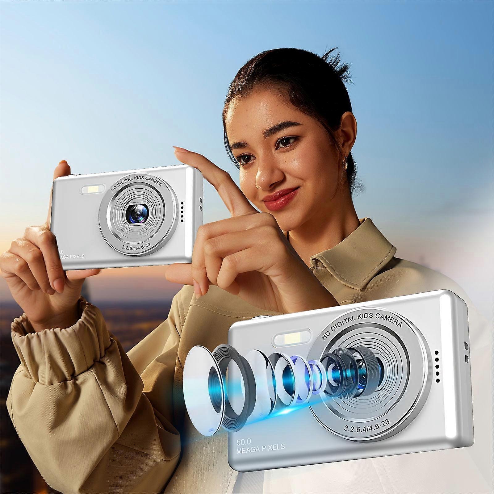 Staron 48MP HD Digital Camera for Clearance (Silver), Portable for Kids, Students, Home Use with Card Reader
