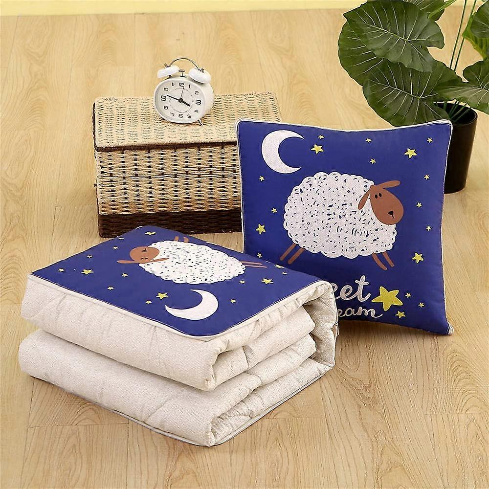 Travel Blanket Throw Pillow Moon Sheep 2 In 1 Cushion Blanket Car And Airplane Compatible Warm Quilt For Sleep