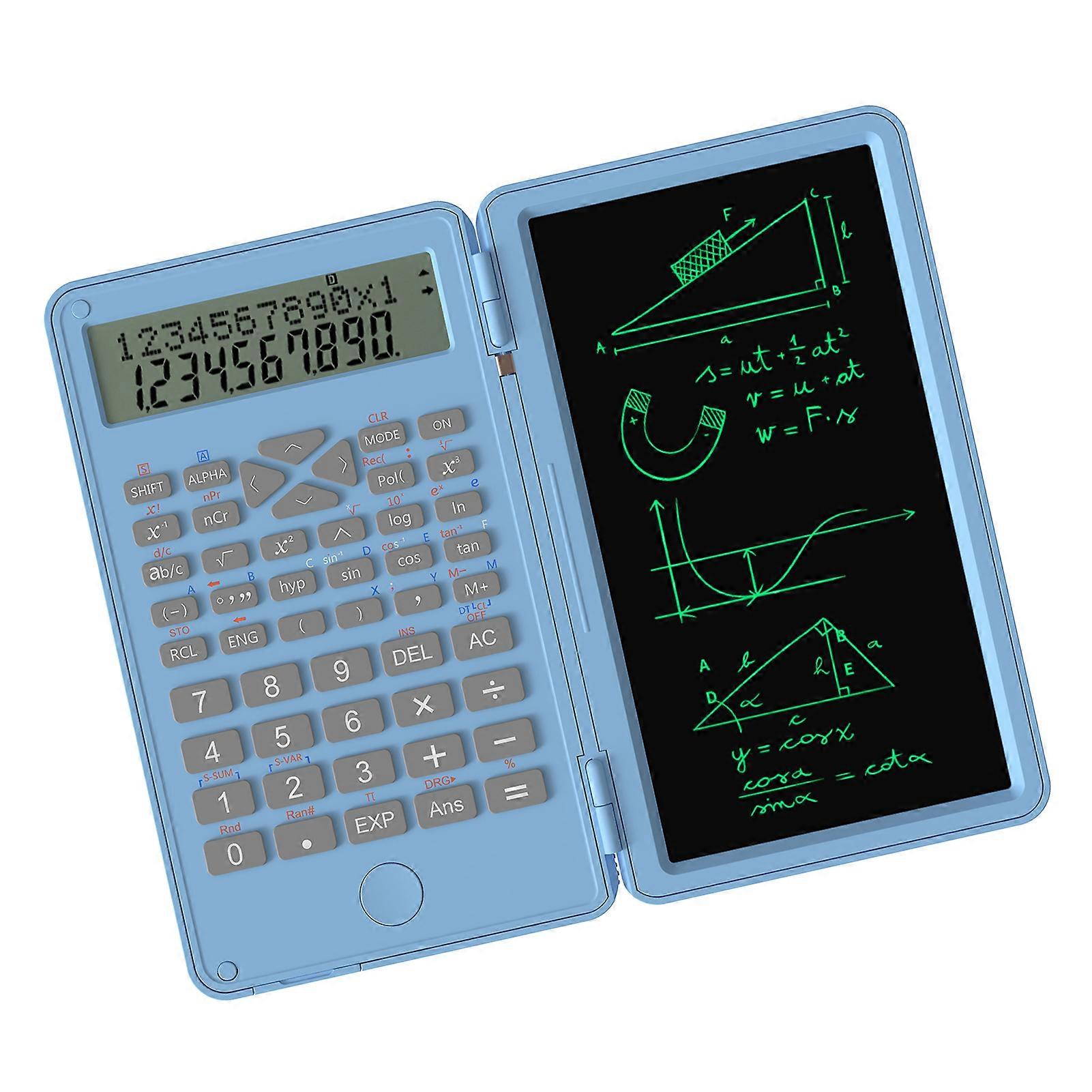 Scientific Calculator with Erasable Writing Board 240 Functions 2 Line LCD Display Foldable Financial Math Calculator School Supplies for Middle High