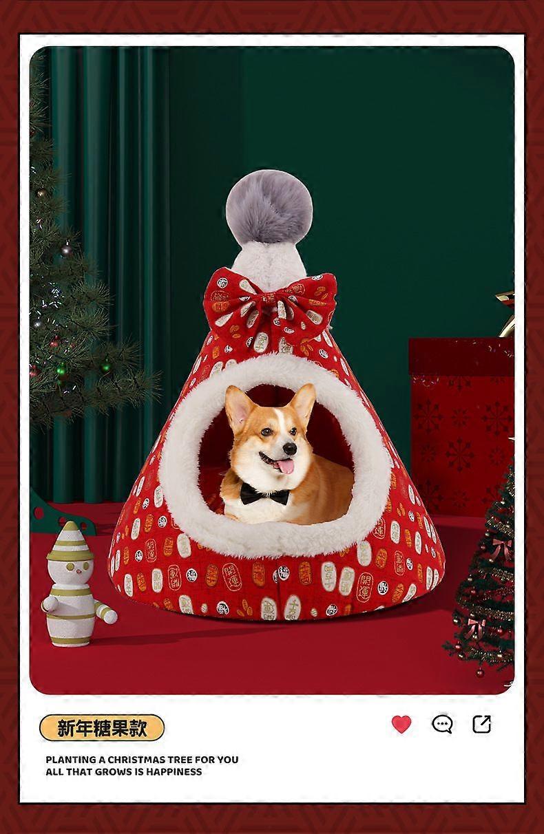 Christmas Tree Pet Bed Warm Creative Semi-Enclosed Cat House