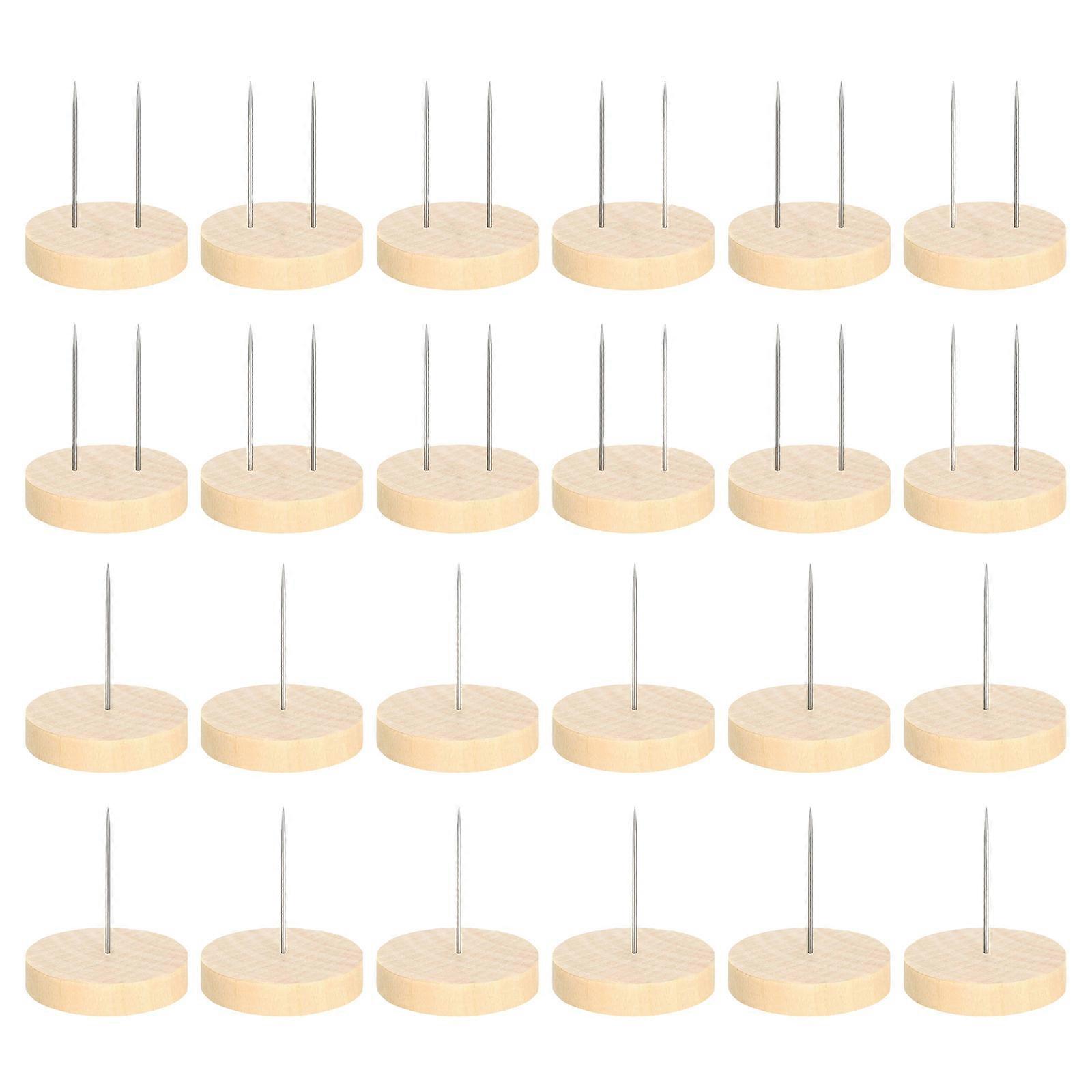 24 Pcs/Set Crochet Dolls Stand Dolls Stand Double-Needle Support Wood Display Stand Action Figure Stand for Display Multicolor