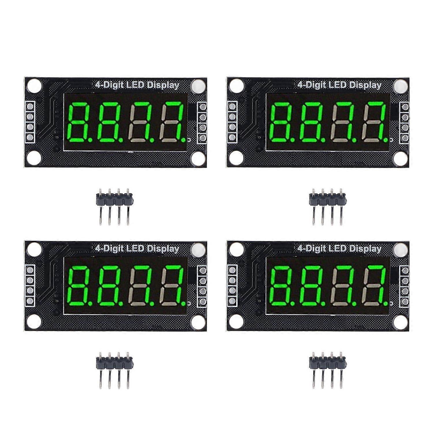 4 Sets Digital Tube Display Module LED 4 Digit 7 Segment 0.36in TM1637 Drive Chip Green MRA110E