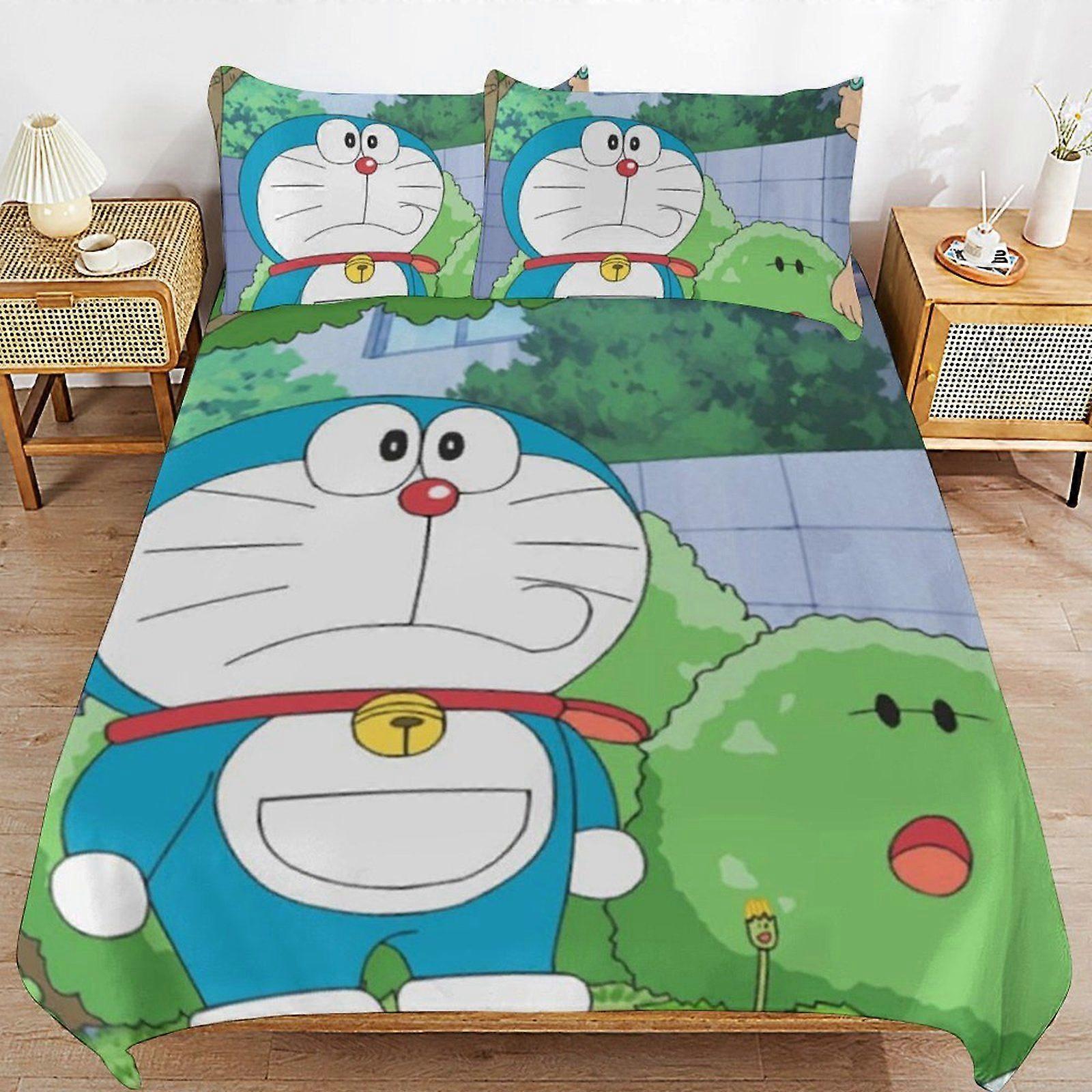 q128 Doraemon Future Adventures Soft Zip Access Comfort Line Strong Fabric Handling Thread Weave Duvet Cover Sets Room Fit d128