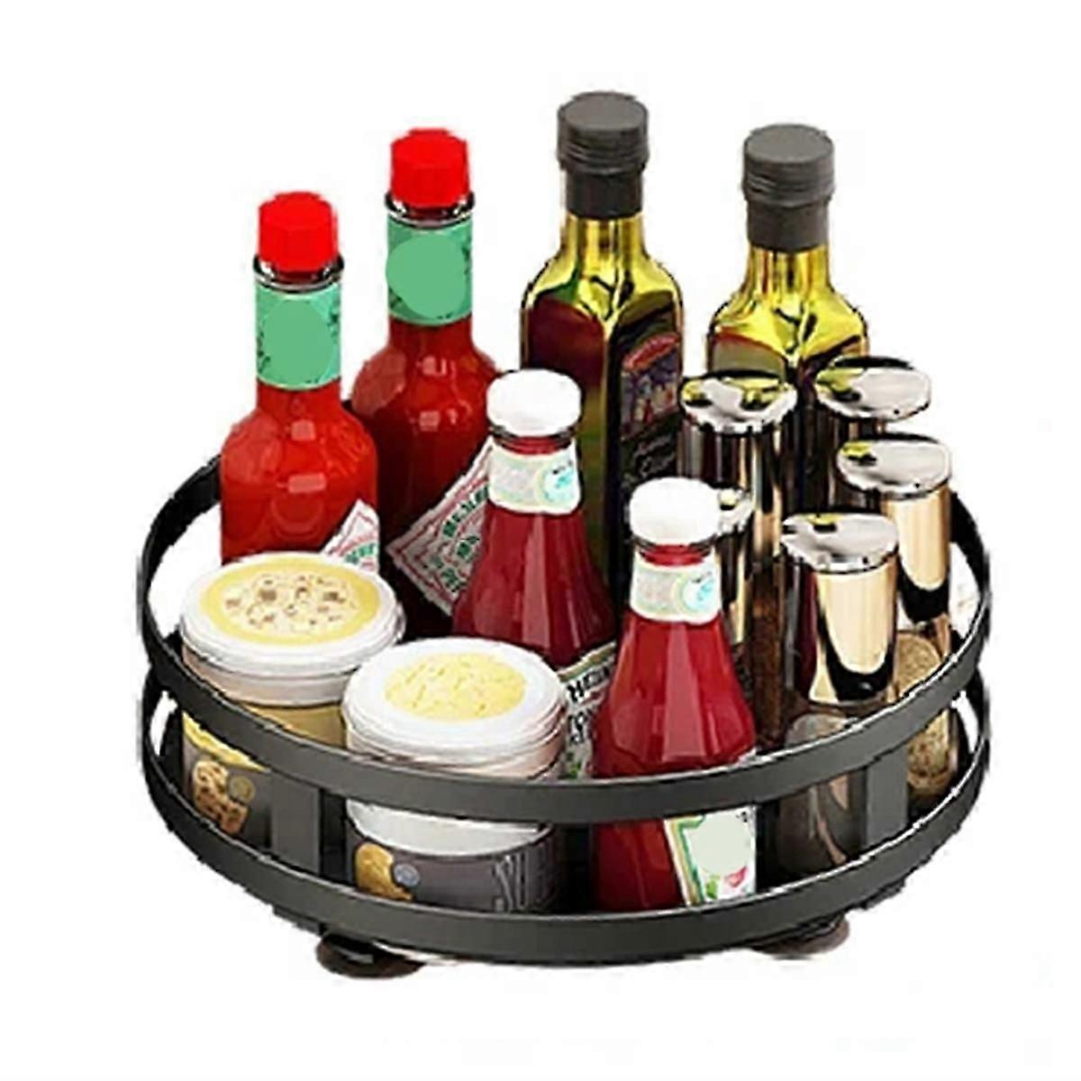 360-graders roterende krydderstativ Sklisikkert oppbevaringsbrett i karbonstål for kryddersett til oppbevaringstank