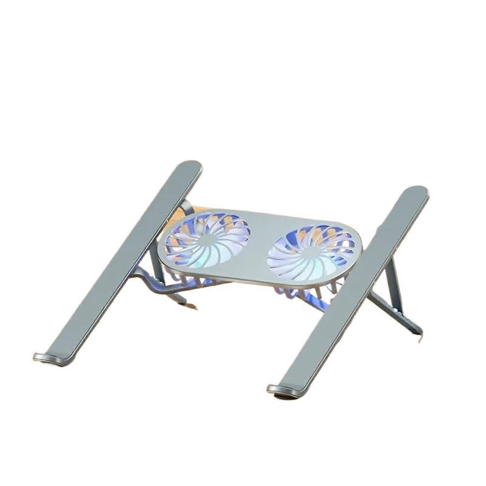 Laptop Cooling Pads Dual Fan Foldable Base Stand Grey Without Light Portable Adjustable Notebook Tablet Cooler