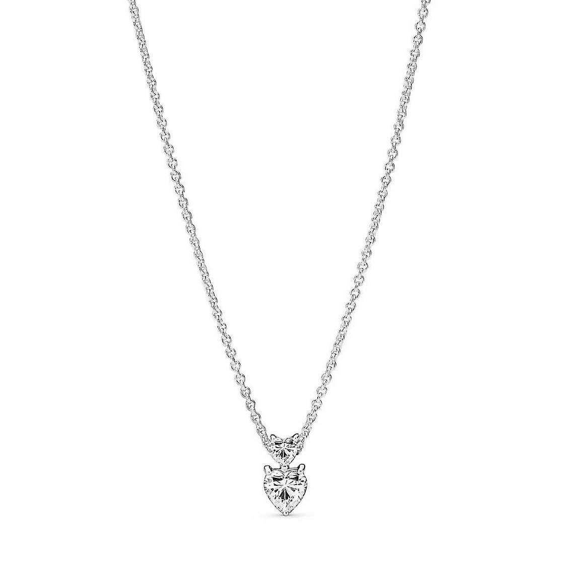 Necklace with Pandora Timeless Pendant - Double Sparkling Heart