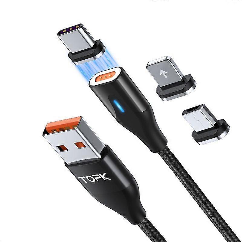 1m USB to 8 Pin + Type-C + Micro USB Magnetic Fast Charging Data Cable