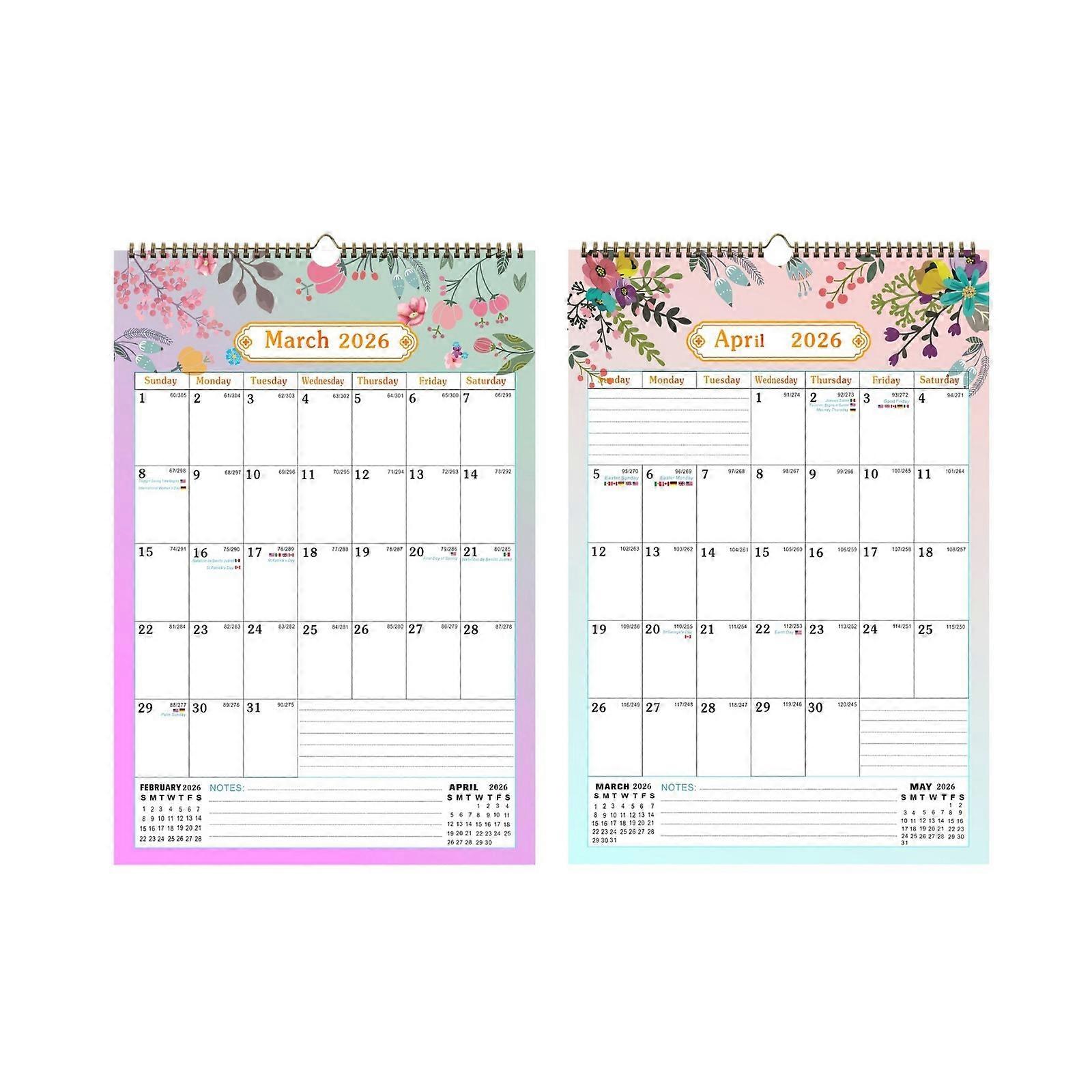 2026-2027 Wall Calendar Planner 18 Month runs from Jan 2026 to Jun 2027 with Date Markings For Daily Weekly Planning Multicolor