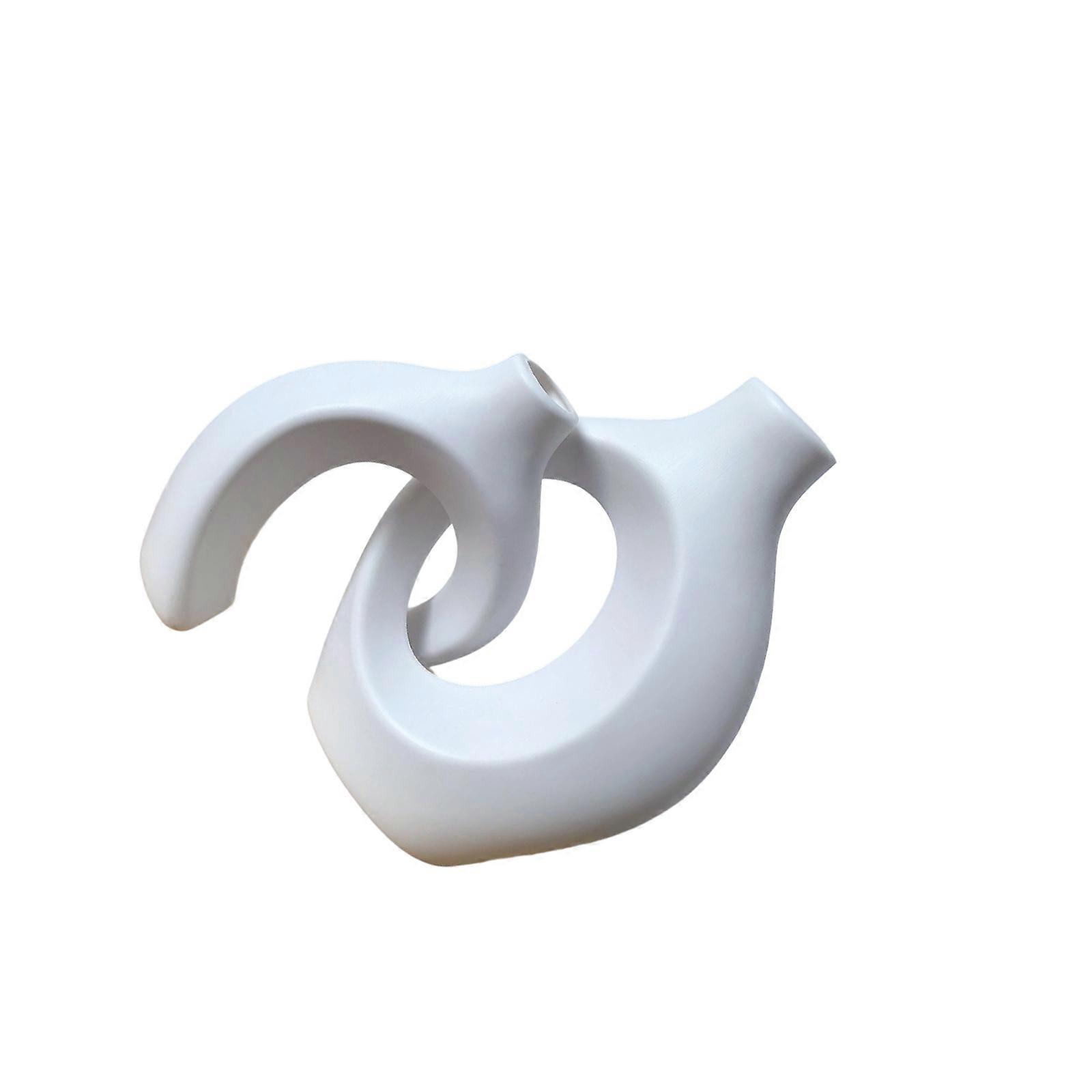 Faux Ceramic Vases Set of 2,Modern Bohemia Hollow Vases,Nordic Aesthetic Flower Vases,Decorative Vases for Bookshelfs Multicolor