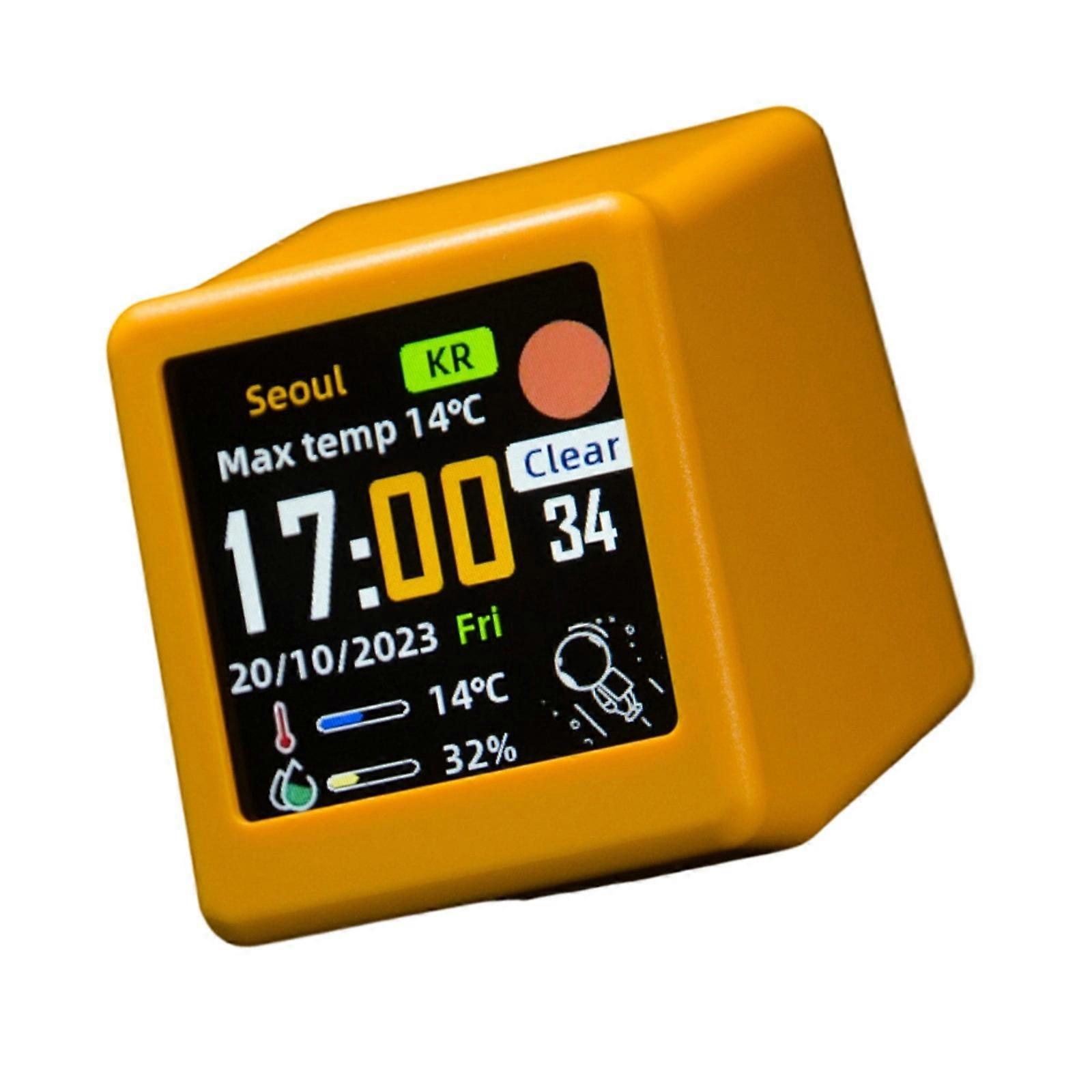 WiFi Weather Stations Clock with Barometer,Date Country Outdoor Temperature and Humidity Gauge Desktop Digital Clock  Turmeric