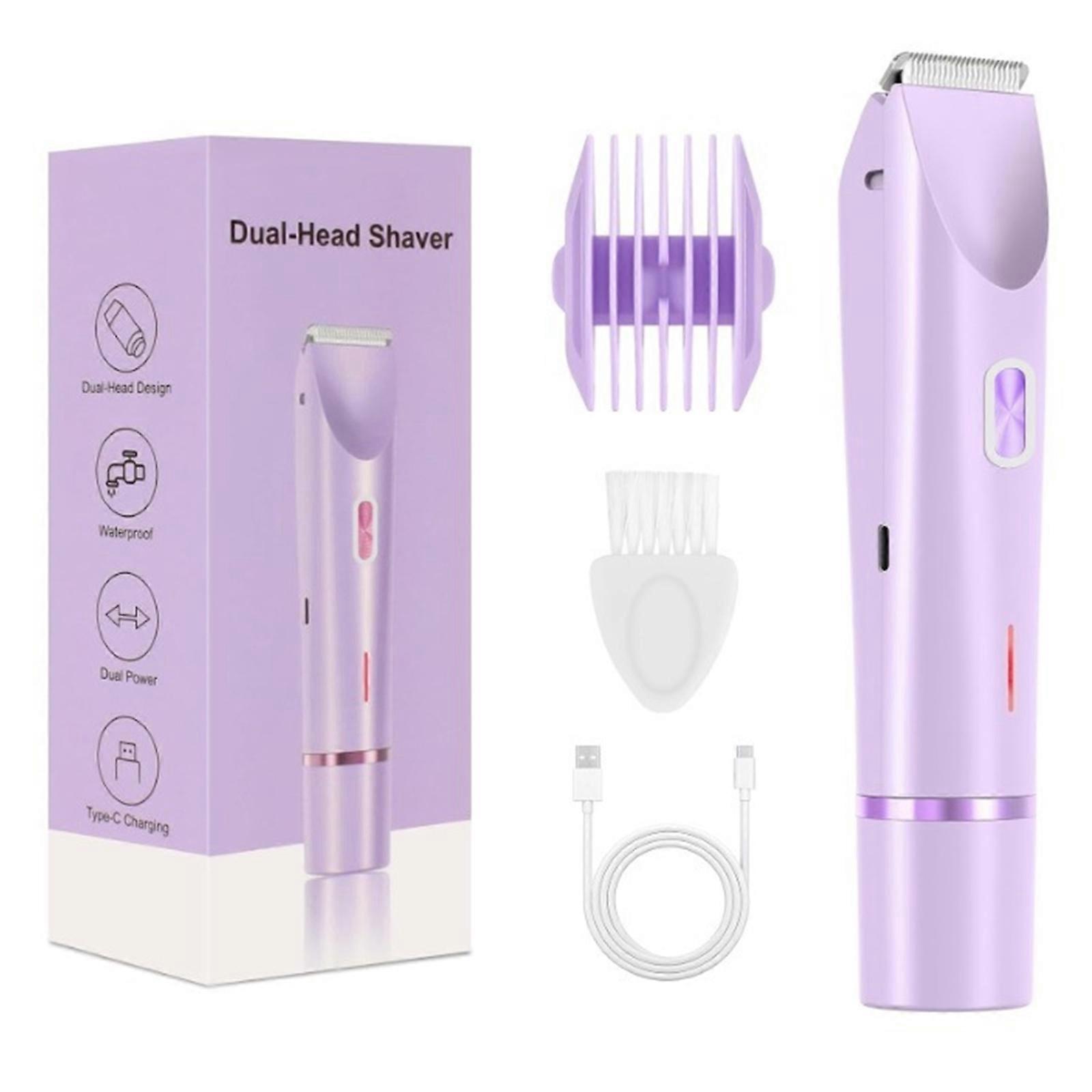 Cordless Lady Shavers With LCD Screen 2 In 1 Design Precisions Trimming Blades For Sensitives Areas Silents Personals Grooming Tool  Purple