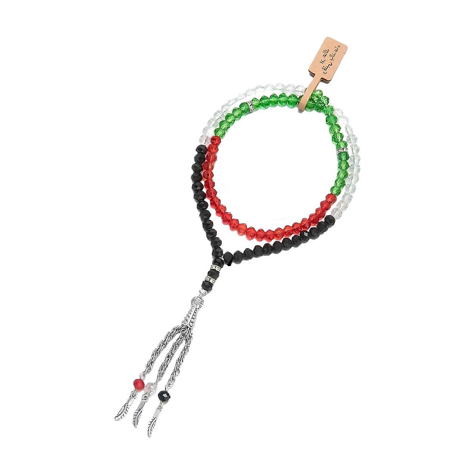 Artificial Crystal Ramadan Handmade Bracelet Featuring Triangular Flag Fringe Religious Jewelry Tassels Hand Chain Multicolor