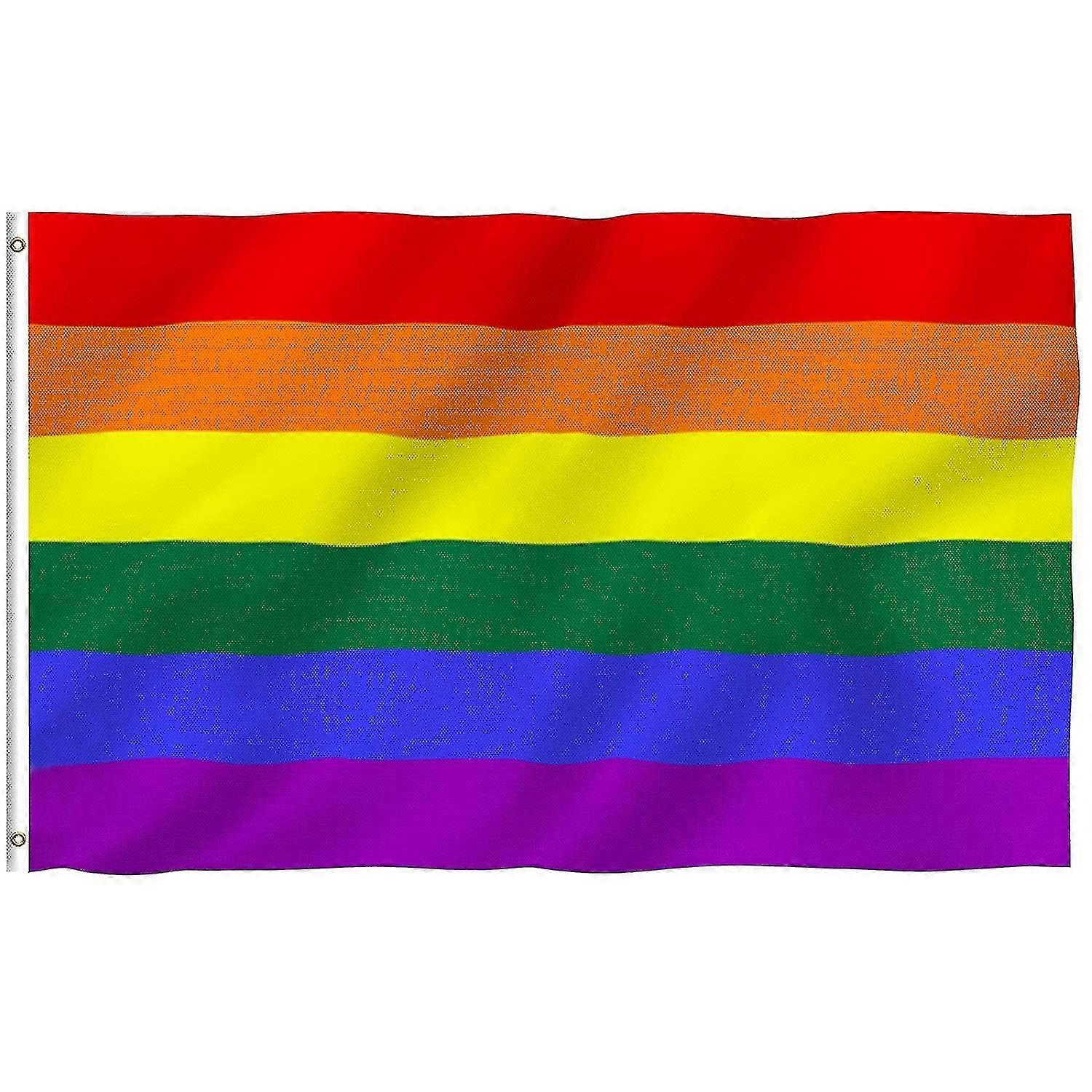 90x150cm Rainbow Flag - Vivid Color And Uv-resistant - Canvas Header And Double Stitched - Gay Pride Banner Flags Polyester With Brass Eyelets