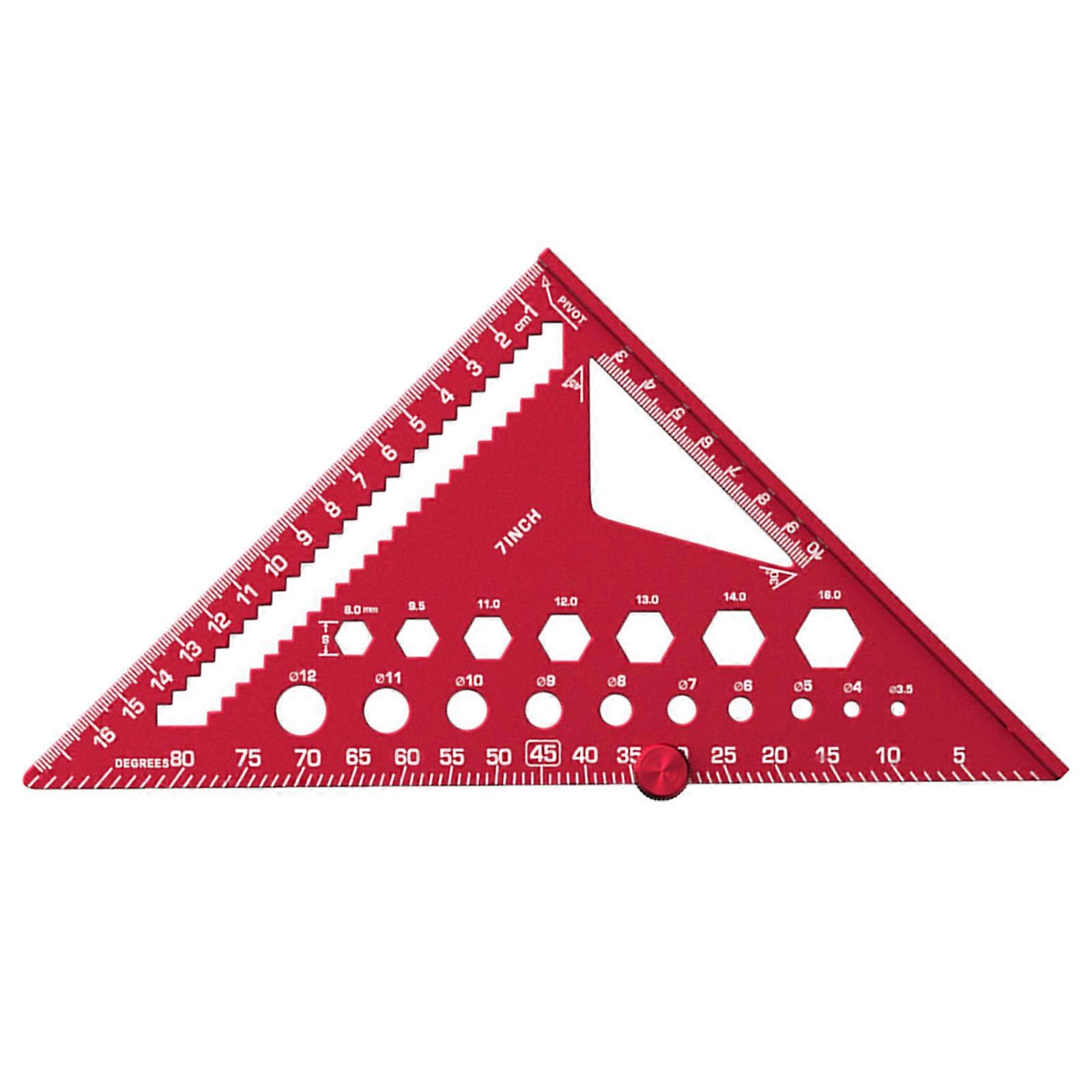 7 Inch Red Aluminum Ruler For Woodcraft Angled Measurement Engineering Drawing And High Precise Workshop Marking Tasks Multicolor