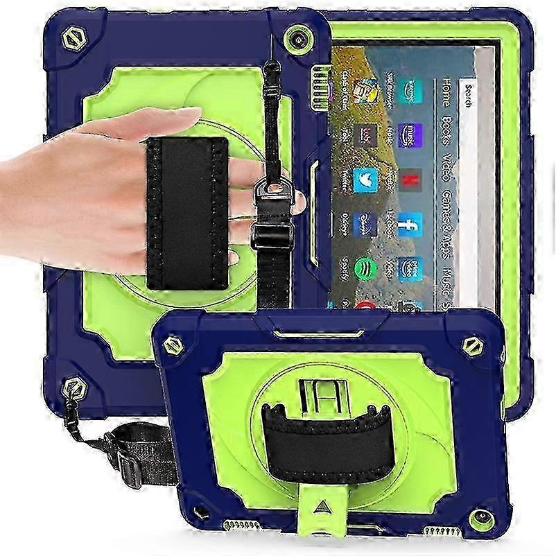 For Amazon Kindle Fire HD 8 2020 360 Degree Rotation Turntable Contrast Color Robot Shockproof Silicone + PC Protective Case with Holder 2025