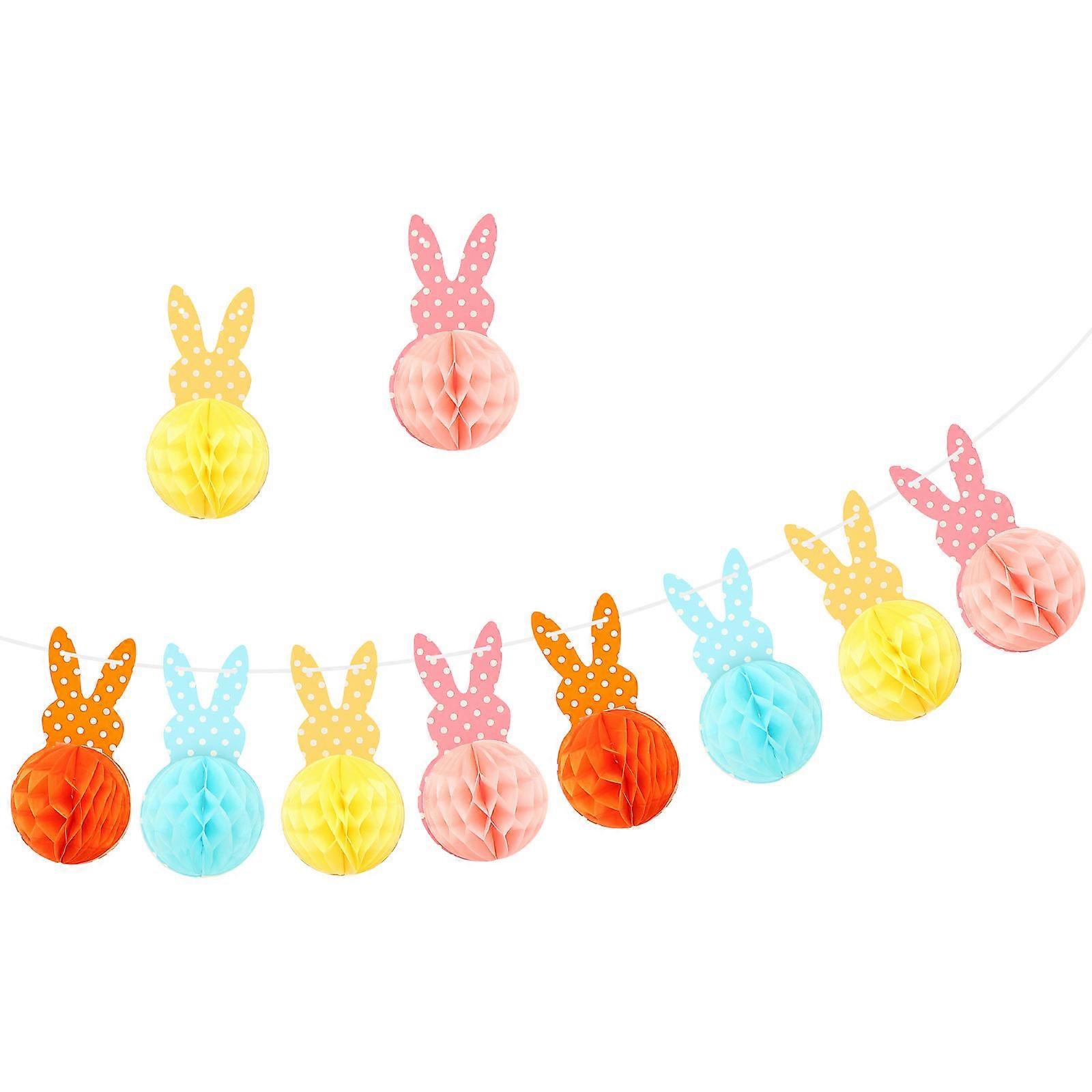 Easter Bunny Honeycomb Bunting Flag Easter Decoration Easter Banner Party Decor