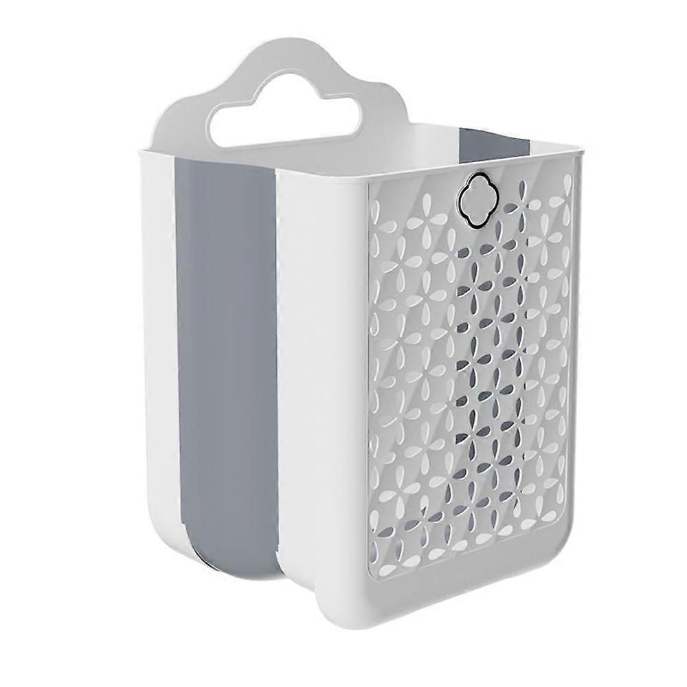 Collapsible Laundry Basket with Carry Handle, Large Capacity Wall Hanging Foldable Plastic Hamper for Clothes Storage