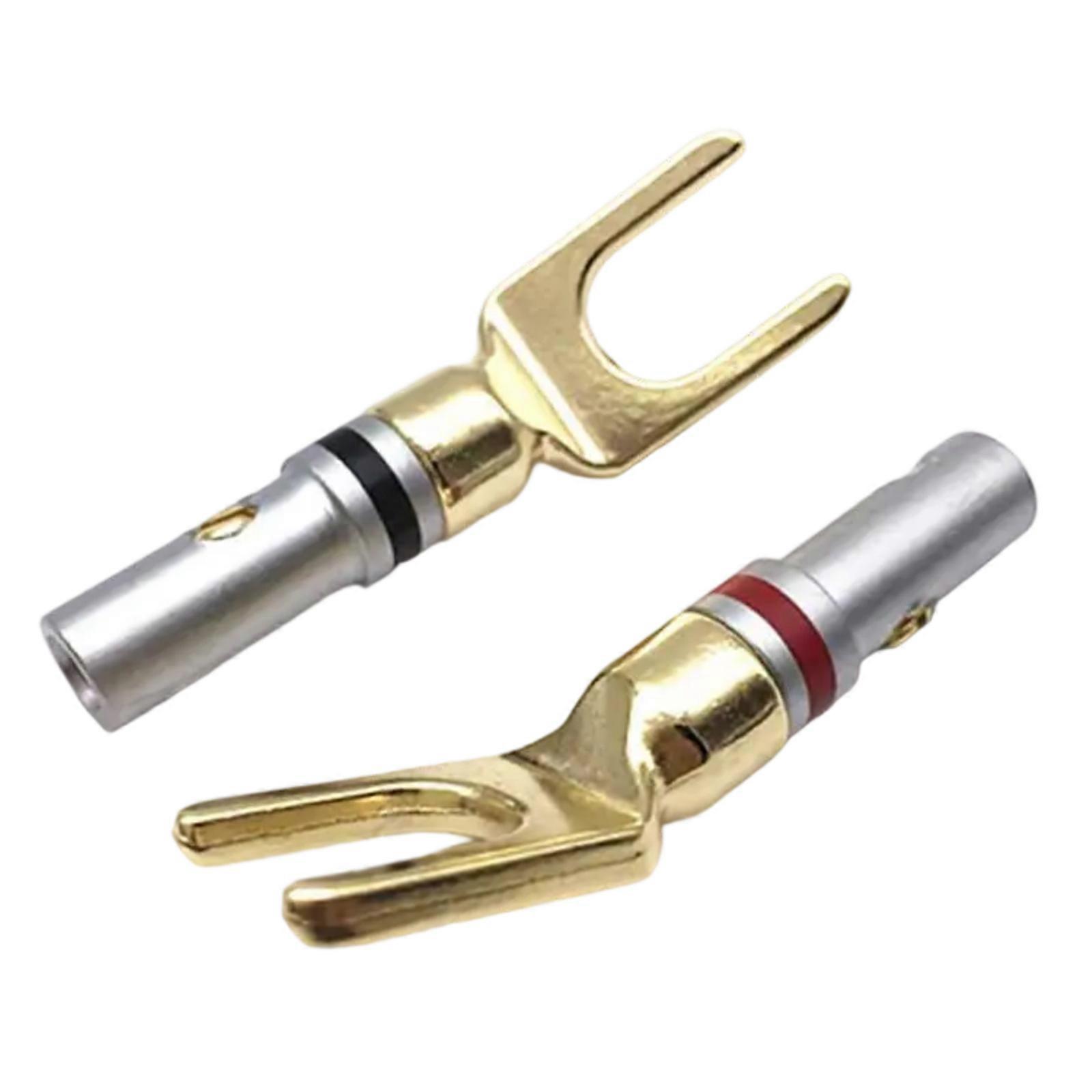 4mm Speaker Banana Plug Fork Shape Y Spade Speaker Connector Enhances Auditory Sound Stability Multicolor