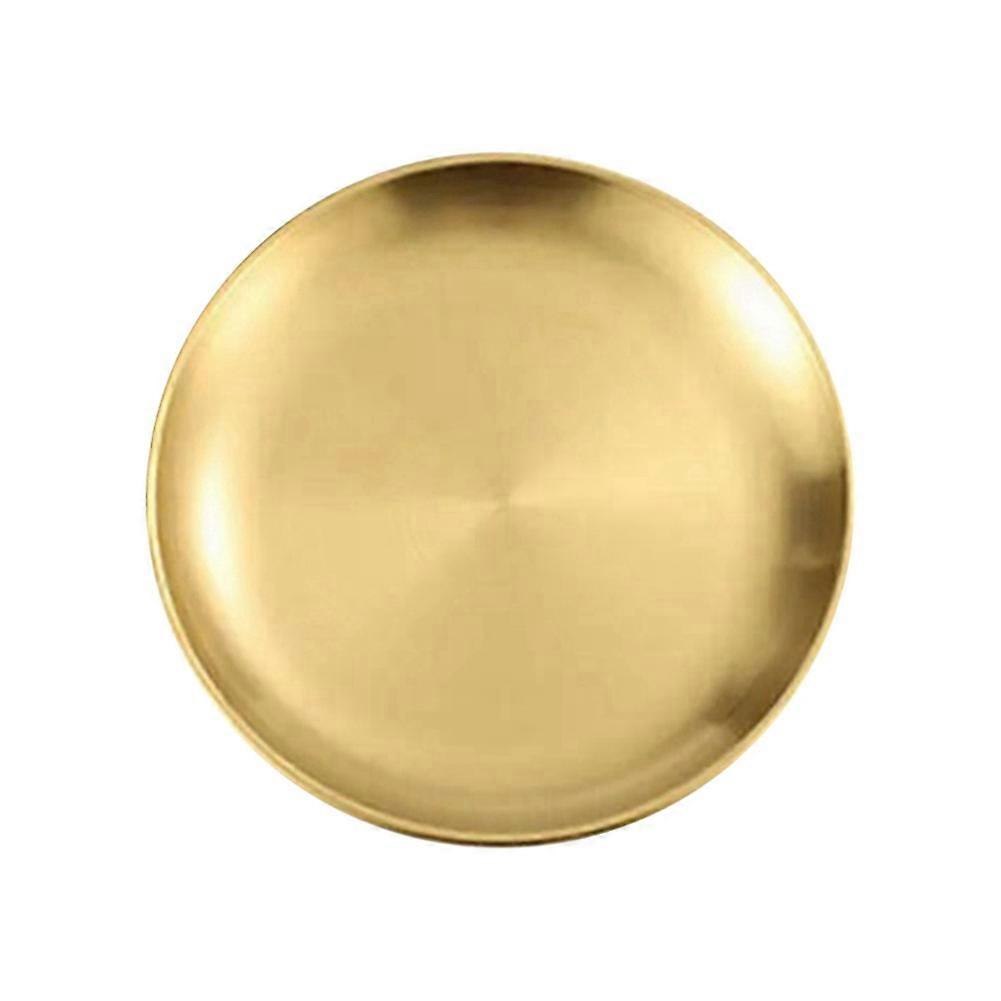 Stainless Steel Round Plate Camping Dishes Rust-Proof Stackable Food Serving Plate 30cm