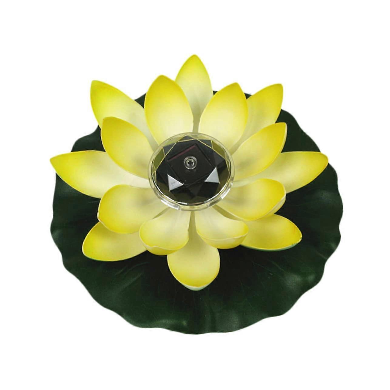 Solar Powered Floating Lotus LED Pool Light Color Changing Garden Pond Decoration Yellow