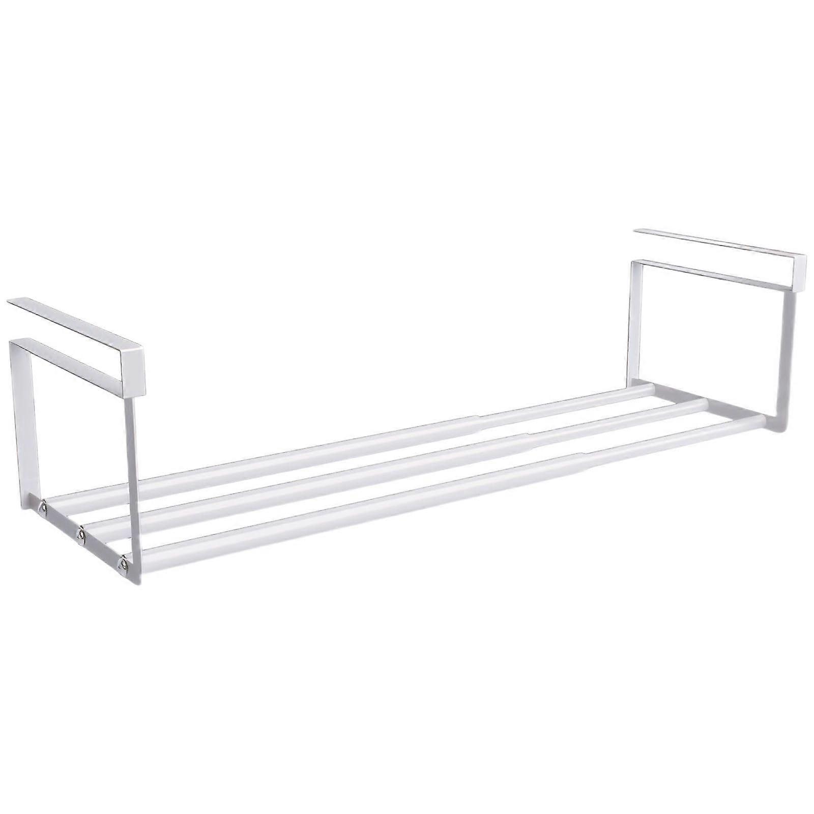 Retractable Shoe Organizer Adjustable Under Shelf Storage Rack for Cabinet NoDrill Steel Frame White