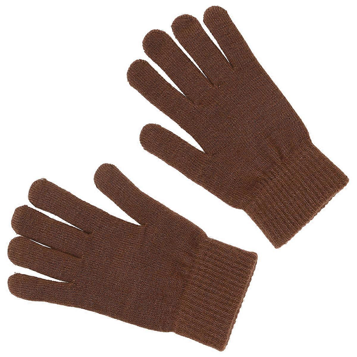 1 Pair Thick Winter Knitted Gloves Flexible Full Finger Warmth